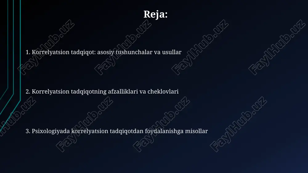 g'liqlikni aniqlash orqali roi ni baholash mumkin. ta'lim sohasida o'quvchilarning o'zlashtirish darajasi va o'qitish usullari o'rtasidagi korrelatsiyani o'rganish orqali 0.75 koeffitsientli ijobiy bog'liqlik, yangi metodikaning samaradorligini ko'rsatishi mumkin. e'tiboringiz uchun rahmat @taqdimot_robot image1.png