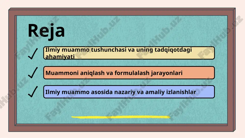 idagi o'zaro ta'sir muhim. masalan, psixologiyada muayyan muammo uchun nazariy model ishlab chiqish muammoni aniqlashga va uni hal qilishga yordam beradi. ilmiy muammo va nazariy tadqiqotlar bir-birini to'ldiradi. masalan, ta'lim sohasida muayyan muammo bo'yicha nazariy asoslar ishlab chiqish yangi yondashuvlar va yechimlar topishga yordam beradi. ilmiy muammo — bu hali to‘liq o‘rganilmagan, yechimi noma’lum yoki ziddiyatli bo‘lgan ilmiy masala bo‘lib, uni hal etish fan rivojiga hissa qo‘shadi. ilmiy muammo va amaliy tadqiqotlar ilmiy muammo amaliy tadqiqotlarda muhim rol o'ynaydi. ular amaliy natijalarga olib keladigan muhim muammolarni aniqlashga yordam beradi, masalan, ta'limda motivatsiyani oshirish uchun muammo. ilmiy muammo va amaliy natijalar o'rtasidagi bog'liqlik tadqiqot muvaffaqiyatini ta'minlaydi. ilmiy muammo va innovatsiyalar ilmiy muammo innovatsiyalarni rivojlantirish uchun asos bo'lib xizmat qiladi. muammoni aniqlash va tahlil qilish jarayonida yangi g'oyalar va yondashuvlar shakllanadi. masalan, energiya samaradorligini oshirish muammosi yangi texnologiyalarni yaratishga turtki bo'ladi. innovatsiyalar esa muammoni hal qilishda muhim rol o'ynaydi, ijodiy fikrlash imkoniyatlarini …