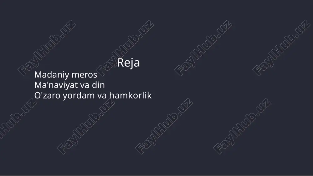 yordam beradi. ijtimoiy qo'llab- quvvatlash oila ijtimoiy qo'llab-quvvatlash joyidir. ota-onalar va yaqinlar bizga do'stlar topishga, odamlar bilan muloqot qilishga va jamiyatda o'z o'rnimizni topishga yordam berishadi. shuningdek, ular bizga ijtimoiy ko'nikmalar va qobiliyatlarni rivojlantirishga yordam beradilar. o'zaro yordam va hamkorlik oila bizga o'zaro yordam va hamkorlikni o'rgatadi. ota-onalar bizni jamoa bo'lib ishlashga, baham ko'rishga va boshqalarga yordam berishga o'rgatadi. bu bizga ijtimoiy va shaxslararo ko'nikmalarni rivojlantirishga yordam beradi. xilma xillik va bag'rikenglik oila bizga xilma-xillik va bag'rikenglikni o'rgatadi. ota- onalarimiz odamlardagi xilma xillikni , fikrlarini hurmat qilishni va ularni tog'ri qabul qilishni o'rgatadi. bu bizga hurmat qilishlik va bag'rikenglik madaniyatini rivojlantirishga yordam beradi. kelajak va meros oila bizga kelajagimizni qurish va meros qoldirishga yordam beradi. ota-ona va yaqinlarimiz kasb tanlashda, o‘qishda, rivojlanishimizda yordam beradilar. shuningdek, ular bizga oila qurish va qadriyatlarimiz va urf- odatlarimizni kelajak avlodga yetkazishda yordam berishadi. oila vatan ichidagi kichik vatan bo'lib, u yerda biz sevgi, qo'llab-quvvatlash …