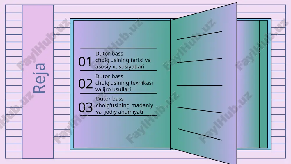 ijrochilar uni aralashma va improvizatsiya uchun ishlatib, yangi soundlar yaratmoqda. yangi ijrochilar, masalan, yosh musiqa ijrochilari va musiqashunoslar, dutor bassni zamonaviy texnikalar bilan o'rganyapti. ular uni jazz, pop va zamonaviy xalq musiqasida qo'llash orqali yangi yondashuvlarni ishlab chiqmoqda. dutor bass cholg'usini saqlash va rivojlantirish uchun madaniyatni va an'anaviy musiqa uslubini zamonaviy texnologiyalar bilan birlashtirish muhim. bu orqali milliy madaniyatimizni yosh avlodga etkazish va uni dunyo miqyosida tanitish mumkin. yangi ijrochilar va yondashuvlar madaniyatni saqlashda roli dutor bass cholg'usi texnikasi dutor bass cholg'usining ijro texnikasi uning sifatini oshirish va ijro uslubini rivojlantirish uchun muhimdir. bu texnikalar orasida tovushni to'g'ri chiqarish, tovush balandligini nazorat qilish va texnik usullardan foydalanish muhim ahamiyatga ega. shuningdek, dutor bilan ishlashda o'ziga xos usullar va texnikalarni o'zlashtirish ijrochi mahoratini rivojlantiradi. photo by collin wigger on unsplash ijro usullari va ularning farqlari dutor bass cholg'usi uchun turli ijro usullari mavjud. shtangali ijroda, asbobga shtanga bilan ta'sir qilinadi, bu …