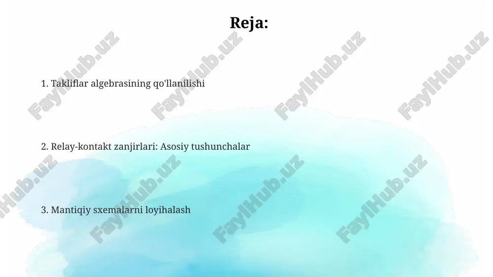 ravishda ketma-ket, parallel va invertrlovchi kontaktlar orqali amalga oshiriladi. e'tiboringiz uchun rahmat @taqdimot_robot image1.png