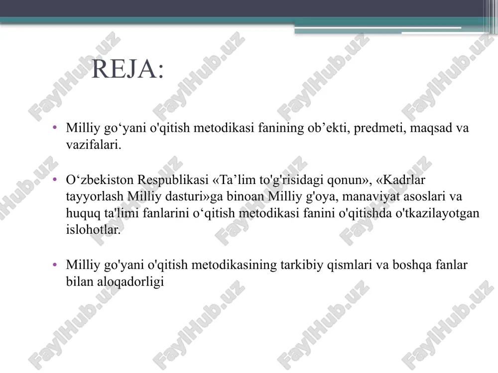 ra-tadbirlar to’g’risida”gi o‘zbekiston respublikasi prezidentining pq-4307-son qarori qabul qilindi. ta'lim to'g'risidagi qonunlar 1) 1930 yilda (umumiy majburiy boshlang'ich ta'lim, 1934 yilda 10 yillik ta'lim joriy etilgan) 2) 1949 yilda 3) 1958 yilda 4) 1973 yilda 5) 1984 yilda 6) 1992 yilda 7) 1997 yilda 8) 2020 yilda o'zbekiston respublikasining qonuni ta'lim to'g'risida 2020 yil 23 sentyabr o'zbekiston respublikasining qonuni ta'lim to'g'risida 11 bob, 75 modda o'rq—637-son ma`lumki, «ta`lim to`g`risidagi qonun» va «kadrlar tayyorlash milliy dasturi» (1997 yil 29-avgustda qabul qilingan) qabul qilingach, ta`lim tizimi tubdan isloh qilina boshlandi. bu muhim hujjatlarga ko`ra respublikamizda kasb-hunar kollejlarini jadal sur`atlar bilan rivojlantirish chora tadbirlari belgilangan. bu birinchidan mutaxassislar tayyorlash sifatiga bog`liq bo`lsa, ikkinchi tomondan o`quv yurtining zamonaviy texnologiyalar bilan ta`minlanganligiga bog`liq. kasb-hunar kolleji muhandis-pedagog hodimlari oldiga tayyorlanayotgan ishchi kadrlarga ilmiy dunyoqarashni, mehnatga ijodiy munosabatini tarkib toptirish ularda yuksak mehnat intizomini va madaniyatini, jamoa oldida burch his-tuyg`ularini tarbiyalash kabi vazifalarni qo`yadi. milliy dasturning asosiy …