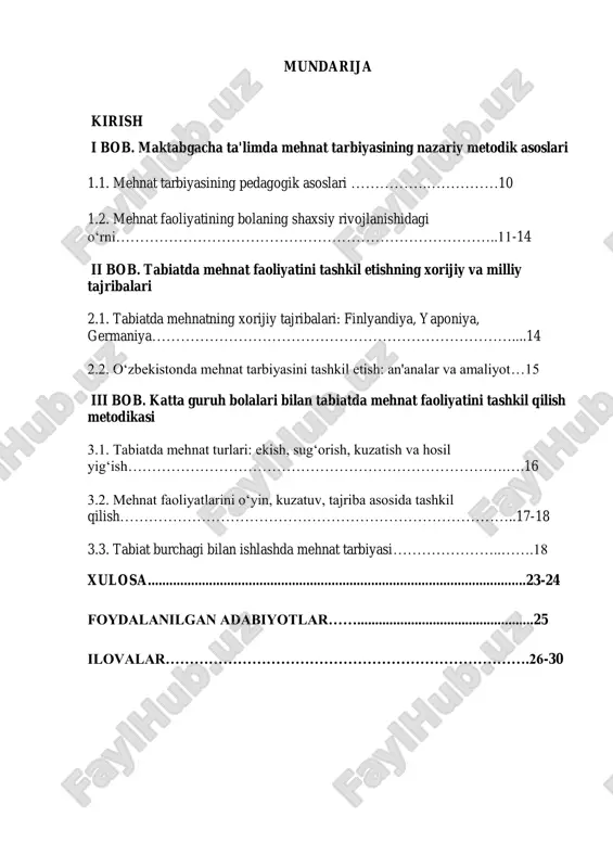a g‘amxo‘r bo‘lib voyaga yetishiga yordam beradi. bola yoshligidan atrof-muhitga e’tiborli bo‘lishni, tabiatga g‘amxo‘rlik bilan munosabatda bo‘lishni, yashil hayotni asrash va uni boyitish zarurligini his qilishi uchun unga to‘g‘ri ta’lim-tarbiya berilishi lozim. katta guruhdagi bolalar — bu maktabga tayyorlov bosqichiga yaqinlashayotgan yosh toifasi hisoblanadi. ularning qiziqishlari, tafakkuri, idrok va hissiy dunyosi kengayib, tabiatga nisbatan munosabati ham ma’lum darajada shakllanib boradi. shu bois, aynan shu bosqichda bolalarni mehnat faoliyatiga jalb etish, ularni tabiat bilan tanishtirish orqali mehnatsevarlikka o‘rgatish ta’lim- tarbiyaning asosiy vazifalaridan biri hisoblanadi. bugungi kunda ekologik tarbiya va mehnatga o‘rgatish masalalari nafaqat ta’lim tizimi, balki butun jamiyat uchun dolzarbdir. bolalar o‘rtasida tabiatni asrash, unga g‘amxo‘rlik bilan munosabatda bo‘lish, uni go‘zallashtirish uchun mehnat qilish kabi tushunchalarni shakllantirish, ularni mustahkamlash o‘z navbatida katta yoshdagi bolalar bilan olib boriladigan pedagogik ishlarda asosiy o‘rin tutadi. respublikamizda maktabgacha ta’limga davlat tomonidan katta e’tibor qaratilmoqda. xususan, “ilk va maktabgacha yoshdagi bolalar rivojlanishiga qo‘yiladigan davlat talablari”da bolalarni …