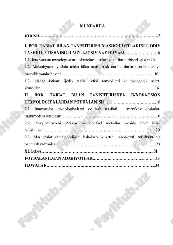 rat sohasidagi davlat organlari faoliyatini tashkil etish chora-tadbirlari to‗g‗risida‖gi pq-76-son qaror, shuningdek 2023-yil 31-maydagi ―ekologiya va atrof-muhitni muhofaza qilish sohasini transformatsiya qilish va vakolatli davlat organi faoliyatini tashkil etish chora-tadbirlari to‗g‗risida‖gi pf-81-son farmonlari mamlakatimiz ekologik siyosatining yangi bosqichini boshlab berdi ushbu hujjatlar tabiiy boyliklar barqarorligiga xizmat qiluvchi faoliyatni kengaytirish, ekologik madaniyatni shakllantirish va bolalarni tabiatga muhtojlik hissi bilan etishtirish ustuvor vazifalar sifatida belgilaydi. bundan tashqari, maktabgacha ta‘lim sohasini rivojlantirishga oid farmon va qarorlar ham ekologik yo‗nalishga alohida urg‗u beradi. masalan, prezidenti tomonidan 2023-yil 27-sentabrda imzolangan pq-316-son qaror maktabgacha ta‘limda davlat-xususiy sheriklikni rivojlantirishga doir boʻlsa, bu asosda ekologik yo‗nalishdagi dasturlarni kengaytirish imkoniyatlari ham ochilmoqda. ma‘lumki, 2020-yil 22-dekabrda qabul qilingan 802-sonli qarorda ―tabiat bilan tanishuv‖ haftada bir marotaba tashkil etilishi ko‗zda tutilgan, bu orqali bolalar atrofdagi tabiat hodisalarini kuzatish, masalan, qor, ko‗llar, quyosh, shamol bilan tanishish imkoniyatiga ega boʻladi. bunday hujjatlar va ularning ijrosi o‗quv-tarbiya jarayonida ekologik bilim va ko‗nikmalarni shakllantirishga zamin …