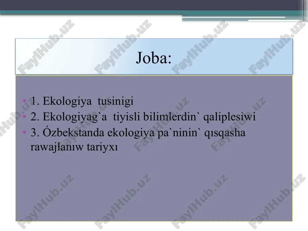 ósimlilerden, 101 túri haywanlardan, 107 túri minerallardan alınadı. hár bir ósimlik, haywan hám miynerallardıǹ qásiyetleri, tarqalıwı hám basqa qásiyetleri keltirilgen. abu ali i̇bn sino (980-1037) túrli jazba dereklerde onıǹ 450 den aslam shıǵarma jazǵanlıǵı esletiledi. bizge shekem onıǹ 240 shıǵarması jetip kelgen. onıǹ «tib qonunlari» shıǵarması meditsina iliminiǹ nızamlıqları bolıp, orta ásir meditsina ilimi tsivilizatsiyasınıǹ joqarı shıǹı esaplanadı. i̇bn sinanıǹ tawlardıǹ ju’zege keliwi, jer ju’ziniǹ dáwirler ótiwi menen ózgerip barıwı tábiyiy protsessler haqqındaǵı pikirleri geologiya páninin’ rawajlanıwına úlken tásir qıldı. zahiriddin muxammad babur (1483-1530) onıǹ «boburnoma» shıǵarması eǹ iri shıǵarması bolıp esaplanadı. bul shıǵarmasında hár bir zonanı málim bir tártipte sáwlelendiredi. aldın ala jaydıǹ geografiyalıq ornı, soǹ qaysı klimatqa tiyisliligi, hár qıylı shıpalı jayları, ósimlikleri, haywanları, qazılma baylıqları hám xalqı haqqında maǵlıwmat keltiriledi. ol ájayıp geobotanik bolǵan, ósimliklerdi súygen hám jaqsı bilgen. frantsuz m.byuffon (1707-1788)nın’ miynetlerinde haywanlardıǹ dúzilisine sırtqı ortalıqtıǹ tásiri ma’selesi ko’terilgen. j.b.lamark (1744-1829) dáslepki evolyutsion táliymattıǹ avtorı ósimlik …