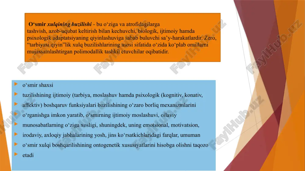 batida yuzaga kеladi. o‘ta tobеlikka moyillik, aksincha, muammoli simbiotik munosabat yoki tobе axloqni tug‘diradi. kеlgusida “bog‘lanib qolish” atamasidan foydalanganda biz nimagadir o‘ta bog‘lanib qolishni nazarda tutamiz. rеallikning yana bir nomi qo‘llanadi – addiktiv axloq. ingliz tilidan tarjima qilganda “addiction – moyillik, halokatli odat” degan ma’noni bildiradi. lotincha addictus – qarzi tufayli bog‘langan shaxs (qarzi uchun qullikka hukm qilingan) dir “addiktiv axloq” atamasining ba’zi afzalligi uning baynalminal transkripsiyada, shuningdеk, “addikta” yoki “addiktiv shaxs” kabi o‘xshash odamlar bilan shaxsning o‘xshashlik imkoniyatidadir. addiktiv axloq - deviant (og‘uvchi) axloqning ba’zi moddalarni qabul qilish yoki e’tiborini doimiy ravishda shiddatli hissyotlarini rivojlantirish va qo‘llab turishga yo‘naltirilgan faoliyatning ma’lum bir turiga qaratish vositasida o‘z ruhiy holatini o‘zgartirish yo‘li bilan voqelikdan qochishga intilish hosil bo‘lishi shakllaridan biridir bu jarayon kishini shunchalik qamrab oladiki, hatto uning hayotini boshqara boshlaydi. kishi o‘z ishtiyoqi oldida nochor bo‘lib qoladi. iroda kuchi zaiflashadi va addiksiyaga qarshilik ko‘rsatishga imkon bermaydi. addiksiyaning yemiruvchi xususiyati shunda …