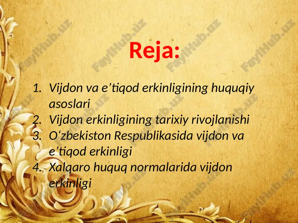 osiy o‘zgarishlariga bevosita bog‘liqdir. vijdon erkinligining rivojlanishining ilk bosqichlari quyidagilar kiradi. antika (yunon va rim davri) o‘rta asrlardagi diniy va siyosiy tuzumlarga antika davrida, ayniqsa, yunon falsafasi va rim qonunchiligi asosida, diniy va dunyoviy hayotning chegaralari hali aniq bo‘lmagan. yunoniston va rimda, asosan, ko‘plab e’tiqod tizimlari va xudolar mavjud bo‘lsa-da, odamlarning o‘z e’tiqodini erkin tanlashiga ruxsat berilgan. biroq, rim imperiyasining diniy siyosati va huquqi vaqt o‘tishi bilan juda qat’iylashdi. rim imperiyasida o‘z e’tiqodini o‘zgartirgan yoki boshqa e’tiqodlarni qabul qilgan shaxslar ko‘pincha jazo va qiynoqlarga duchor bo‘lgan. o‘rta asrlarda, ayniqsa, yevropada, xristian dini dominant edi va bu davrda jamiyatlar diniy prinsiplar asosida qurilgan edi. katolik cherkovi xalqni o‘z ixtiyoriga ko‘ra boshqarish huquqini o‘zida tutgan. insonlarning diniy e’tiqodini erkin tanlash huquqi juda cheklangan edi. diniy erkinlikka qarshi eng kuchli to‘siqlar inkvizitsiya va diniy sudlar tomonidan o‘rnatilgan. boshqa diniy e’tiqodlarni qabul qilganlar yoki xristianlikdan chiqqanlar kishi hayoti uchun xavfli bo‘lgan jazo va qiynoqlarga …