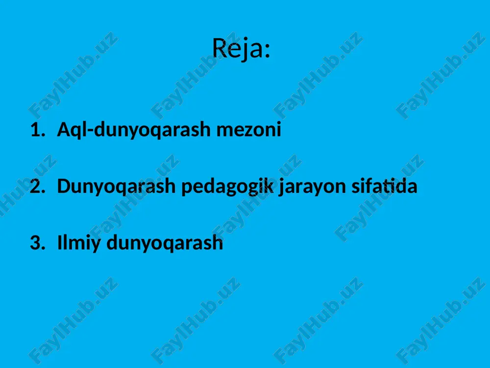 a butun borliqning ko`rki insondir. inson o`z go`zalligi va murakkabligi bilan yer yuzidagi barcha mavjudotlardan afzaldir. insonning tafakkuri, aqli bor. u shu aql yordamida ilm egallaydi. ilm tufayli dunyoni biladi va uni boshqaradi. hayvonlar tabiatga u qanday bo`lsa, shundayligicha moslashib yashayveradilar. inson esa tabiatni o`ziga moslashtiradi, o`zgartiradi. dunyoni bilishda ijtimoiy-tarixiy amaliyot, tafakkur va u bilan bog’liq bo`lgan til materialistik dialektikaning bilish nazariyasi uchun asosdir. dunyoni bilish, idrok qilish tashqi dunyoni inson sezgilari orqali aks ettirishdan boshlanadi. ilmiy dunyoqarash ijtimoiy-tarixiy hodisa sifatida doim vorislik asosida rivojlanadi. o`tmish dunyoqarashlari yangi davr dunyoqarashining ildizini tashkil etib, uni kerakli hayotbaxsh ozuqa bilan ta`minlab turadi yoshlarni tarbiyalashda, ularni axloq-odobli, tartib-intizomli qilishga, ota-onaga mehribon bo`lishlarida, matonatli, chidamli, mehnatsevar,vatanparvar, insonparvar bo’lib shakllanishida mas’uldir. dunyoqarashning shakllanishida har bir ota-ona ularni yoshlik chog’idan sabr-toqatli, bardoshli,quntli, qanoatli bo`lishga o`rgatmoqlari shartdir. ilmiy dunyoqarash xususida gap borganda avvalo, o`quvchilar, yoshlar, unga zid, qarama-qarshi turgan diniy, fantastik, mifologik, ateistik va boshqa g’ayri ilmiy …
