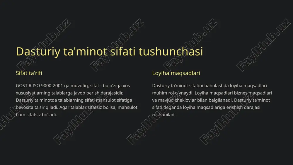shil chiziq topilgan va tuzatilgan nuqsonlar sonini ko'rsatadi. loyihaning oxirida bu farq qanchalik kichik bo'lsa, mahsulot shunchalik yaxshi bo'ladi. 6 kamchiliklarni aniqlash samaradorligi epd% formulasi kamchiliklarni qidirish samaradorligi (epd%) topilgan nuqsonlarning ularning umumiy soniga nisbatidir: epd% = (topilgan d) / (topilgan d + o'tkazib yuborilgan d). 1 doimiy qiymat etuk jarayon va boshqa narsalar teng bo'lsa, bu qiymat taxminan doimiy bo'lishini kutish kerak. bu fakt joriy loyiha va rejalashtirilgan loyihalar uchun sifat darajasini miqdoriy baholash imkonini beradi. 2 filtrlar tizimi kamchiliklarni qidirishning har bir bosqichi nuqsonlarning ma'lum bir qismini saqlaydigan filtr turi sifatida ko'rib chiqilishi mumkin. 3 7 sifatni boshqarishga kompleks yondashuv 1 erta aniqlash kamchiliklarni faqat sinov bosqichining oxirida emas, balki eng dastlabki bosqichlardan boshlab loyihaning butun hayoti davomida doimiy ravishda izlash va tuzatish kerak. 2 oldini olish parallel ravishda qo'llanilishi mumkin bo'lgan ikkinchi yondashuv - bu nuqsonlarning oldini olish yoki oldini olish. 3 usullar artefaktlarni qo'lda tahlil qilish, …