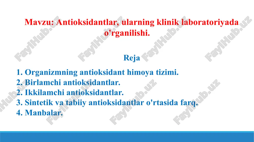 shiga to'sqinlik qiladi. bularga quyidagilar kiradi: - suvda eriydigan vitaminlar - c, p vitaminlari (bioflavonoidlar - rutin, kversetin, sitrin, gesperidin, askorutin); - yog'da eriydigan vitaminlar - a vitamini, beta-karotin, e, k; - boshqa birikmalar - oltingugurt o'z ichiga olgan aminokislotalar (glutation, sistein, metionin), sitoxrom c, xelatlar, mikrodozalardagi spirt, mikroelementlar - selen, sink. oziq-ovqat bilan ta'minlangan asosiy antioksidantlar: c va e vitaminlari, selen va karotinlar hisoblanadi. antioksidantlar faqat bir-birini qo'llab-quvvatlab, guruh bo'lib ishlaganda yaxshi ishlaydi. masalan: e vitamini - lipidlarning oksidlanish reaktsiyalarining asosiy to'xtatuvchisi, bu reaktsiyalarda iste'mol qilinadi va o'zgartiriladi. agar uning yonida c vitamini bo'lsa, uni qayta tiklaydi va ishga tushiradi. vitamin с. ayollarga kuniga 75 milligramm c vitamini kerak, erkaklarga esa 90 milligramm kerak. chekuvchilar erkin radikallarning zararlanishiga ko'proq moyil bo'lganligi va c vitaminini tezroq yo'qotganligi sababli, ular qo'shimcha 35 milligramm talab qiladi. vitamin e. e vitamini uchun tavsiya etilgan iste'mol darajasi ayollar va erkaklar uchun 15 milligrammni tashkil …