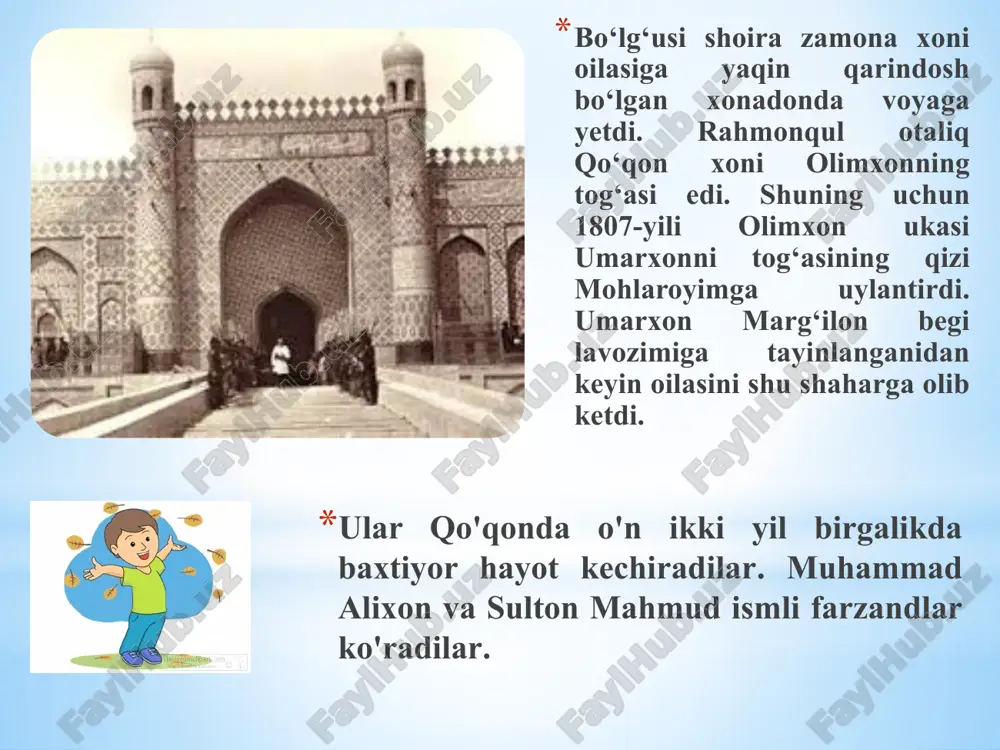 etib ket” g`azali nodiraning „kel, dahrni imtihon etib ket" misrasi bilan boshlanadigan g'azali favqulodda teran fikrlarga boyligi, ifodaning kutilmagan tarzda yorqinligi bilan kishini o'ziga tortadi. she'rning lirik qahramoni dunyoni imtihon etishga, „sayri chamani jahon etib kef'ishga chorlanadi. u — ko'ngil kishisi, ishq ahlidan. shu bois ham o'zgalarning g'amiga befarq bo`lolmaydi: bedardlarning jafolaridin faryod etib, fig'on etib ket. faryod-u fig'on shu qadar adoqsizki, qahramonning ko'ngli emas, ko'zi ham o'zgalarga saboq berish darajasiga yetgan. shu bois hatto ko'z yosh hayrat sabog'ini uning ko'zidan „ravon qilish"i, ya'ni olishi mumkin: ey ashk, ko'zimning maktabidin hayrat sabaqin ravon etib ket. audio1.wav image1.jpeg image2.jpeg image3.jpeg image4.gif image5.jpeg image6.jpeg image7.jpeg image8.jpeg image9.jpeg image10.jpeg /docprops/thumbnail.jpeg