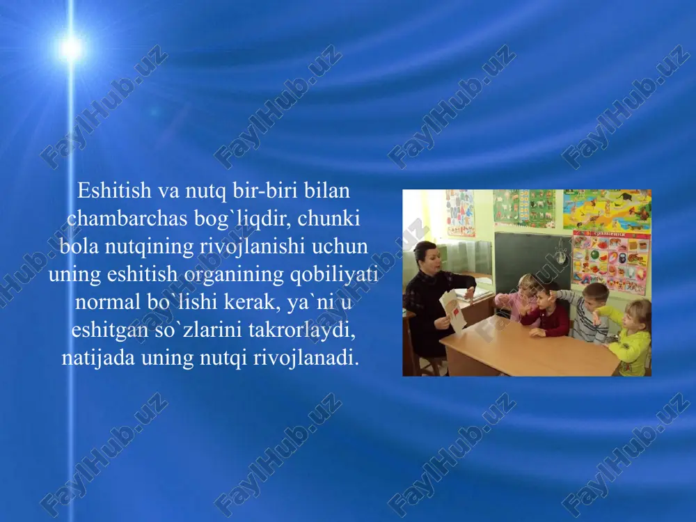 arda nutq buzilishlari umumiy nerv sistemasi buzilishlarining bir qismini tashkil etib, intellektual va harakat kamchiliklari bilan birga kuzatiladi. 7. ijtimoiy-maishiy sharoitning yomonligi. bu holat mikroijtimoiy qarovsizlikka, vegetativ disfunksiyaga, emosional-irodaviy muhitning buzilishlariga va nutqning rivojlanmay qolishiga sabab bo`ladi. yuqorida ko`rsatib o`tilgan sabablar, ayrim hollarda ularning birgalikda qo`shilib kelishi nutqning turli tomonlarining buzilishiga sabab bo`lishi mumkin. hamma nutq buzilishlari kelib chiqishiga ko`ra ikki guruhga bo`linadi: 1. organik xarakterdagi nutq buzilishlari. 2. funksional xarakterdagi nutq buzilishlar. organik nutq buzilishlar o`z navbatida ma`lum joyning zararlanishiga ko`ra markaziy va periferik xarakterda bo`ladi. funksional buzilishlar: bunda nutq jarayonida ishtirok etadigan a`zolar tuzilishida hech qanday o`zgarishlar bo`lmaydi. funksional xarakterdagi nutq buzilishlariga: dislaliya, duduqlanish kabi nutq nuqsonlari kiradi. pereferik buzilishlar: artikulyatsion apparatning noto`g`ri tuzilish yoki buzilishi va pereferik nerv artikulyatsion organlar inervasiyasining buzilishdan kelib chiqadi. markaziy buzilishlar: markaziy nerv sistemasining u yoki bu qismlarining buzilishi, zararlanishi natijasida kelib chiqadi. markaziy xarakterdagi organik nutq buzilishlariga alaliya, afaziya, dizartriya kabi …