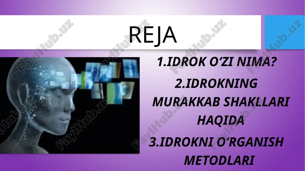 orasidagi masofani biz idrokdagi haqiqiy va o’zgarmas masofalar bilan taqqoslash imkoniyati yo’q holatlarda, ba’zan esa ularning bilinar yoki bilinmas ta’sirini hisobga olishimiz zarur.filogenezda jismlar (buyumlar) va ularning orasidagi masofani baholash ko’rsatkichi ustunlik qiladi. materiyaning yashash shakliga qarab idrok 3turli boʻladi fazoni idrok etish harakatni idrok etish vaqtni idrok etish illyuziya fenomenlarini tadqiq etish yuzasidan bir qancha nazariyalar paydo bo’lgan va ular ichida geshtal’tnazariya alohida ahamiyat kasb etadi. geshtal’tpsixologiya maktabi boshqalardan farqli o’laroq ko’proq inson idrok qilayotgan narsalardan stimullarning o’zaro aloqasining ahamiyatliligini alohida ta’kidlaydi hamda konstantlik gipotezasi (farazi)ning xato ekanligini ko’rsatib beradi. aynan xuddi shu nazariya umumiy ta’limot sifatida illyuziyalarni o’rganish jarayonida muayyan darajada yaroqli hisoblanadi. idrok aktivligiga koʻra 2ta turga boʻlinadi ixtiyorsiz ixtiyoriy idrok tushunchasi lotin tilida «perceptio» qabul qilish, idrok deb nomlanadi, uning yuqori bosqichi esa «appertsentsiya» (lot-ad ga perceptio-idrok, qabul qilish) deyiladi. appertseptsiya- idrok jarayonini shaxsning oldingi bilimlari, shaxsiy va ijtimoiy tajribalari, qiziqishlari, motivatsiyasi, ehtiyojlari va odatlari, umuman, …