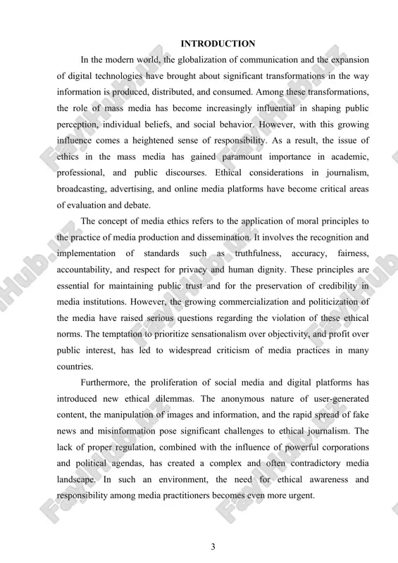 al dilemmas. the anonymous nature of user-generated content, the manipulation of images and information, and the rapid spread of fake news and misinformation pose significant challenges to ethical journalism. the lack of proper regulation, combined with the influence of powerful corporations and political agendas, has created a complex and often contradictory media landscape. in such an environment, the need for ethical awareness and responsibility among media practitioners becomes even more urgent. one of the most concerning aspects is the exploitation of sensitive topics such as violence, crime, and personal tragedy for the sake of higher ratings or online engagement. such exaggeration and sensationalism not only distort the truth but also desensitize the audience and undermine the seriousness of the issues being reported. in many cases, victims are re-victimized through invasive coverage, and stereotypes are reinforced rather than challenged. this unethical behavior highlights the importance of developing strong guidelines and enforcing …