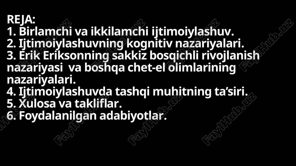 otsializatsiya erta bolalik davrida, birinchi navbatda, oilada sodir bo'ladi, bu erda shaxslar o'z madaniyatining asosiy me'yorlari, qadriyatlari va xatti-harakatlarini o'rganadilar. asosiy ko'nikmalar va qadriyatlarni o'rganishda shaxsga ularning asosiy munosabatlari (oila, aka-uka, tengdoshlar guruhi va boshqalar) kuchli ta'sir qiladi. birlamchi sotsializatsiyaning muhim qismi bu "to'g'ri" va "noto'g'ri" xatti-harakatlarni o'rgatishdir. 2 ikkilamchi sotsializatsiya ta'sir etuvchi omillar oiladan tashqarida bo'lib, boshqa tengdosh guruhlarga (masalan, ta'lim muassasalari va ish joyi) ta'sir qiladi.ta'sir etuvchi omillar oiladan tashqarida bo'lib, boshqa tengdosh guruhlarga (masalan, ta'lim muassasalari va ish joyi) ta'sir qiladi. ta'sir etuvchi omillar oiladan tashqarida bo'lib, boshqa tengdosh guruhlarga (masalan, ta'lim muassasalari va ish joyi) ta'sir qiladi. 3 hayotiy jarayoni ijtimoiylashuv-bu doimiy jarayon, chunki shaxslar hayotlari davomida yangi ijtimoiy kontekst va rollarga duch kelishadi, doimo moslashadilar va rivojlanadilar. 6 ijtimoiylashuvning kognitiv nazariyalari ijtimoiylashuv jarayonining ta'sirini solishtirish uchun o'rganilishi mumkin bo'lgan ba'zi asosiy nazariyalar mavjud. o'z-o'zini rivojlantirish nazariyasi: ch cooley ta'kidlaganidek, shaxsning o'zini yoki o'ziga xosligini his …