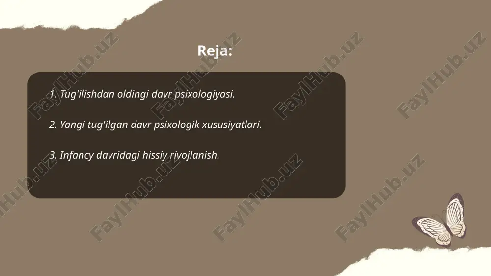 niy olish. taxminan 6 oylikda, chaqaloqlar yuz ifodalari orqali turli hissiyotlarni farqlay boshlashadi. 8-10 oyda, bolalar xavfsizlik hissi uchun qo'shimcha tuyg'ularni rivojlantiradi, masalan, begonalarga nisbatan xavfsizlik yo'qolishi. bir yoshgacha bo'lgan davrda, bolalar oziq-ovqat, quchoqlash va o'yin orqali ijobiy tuyg'ularni his qilishni o'rganadilar. ushbu davrda orttirilgan tajribalar kelajakdagi hissiy ongning asosini tashkil etadi. ... t.me/slaydai_bot 4. chaqaloqlarda harakat va qo'zg'alish rivojlanishi. chaqaloqlarda harakat va qo'zg'alish rivojlanishi bir necha bosqichda kuzatiladi. 0-2 oylikda chaqaloqlar ko'proq refleksiv harakatlarni amalga oshiradi va boshni qisqa muddatda tik tutishi mumkin. 3-4 oylikda ular qo'llarini ob'ektlarga cho'zishni boshlaydi. 5-6 oylikda qorin ustida ag'darila oladi, oyoqlarini tepadi. 7-9 oylikda emaklash ko'nikmasi rivojlanadi, mustaqil o'tira boshlaydi. 10-12 oylikda turgan holda tayanadigan narsalarga suyanib harakat qiladi va birinchi qadamlarini tashlashga urinadi. bu davrda harakat rivojlanishi individualdir va har bir bolada farqlanishi mumkin. ... t.me/slaydai_bot ona-bola aloqasi bolaning ruhiy rivojlanishi va farovonligi uchun juda muhimdir. tadqiqotlar shuni ko'rsatadiki, dastlabki uch yilda …