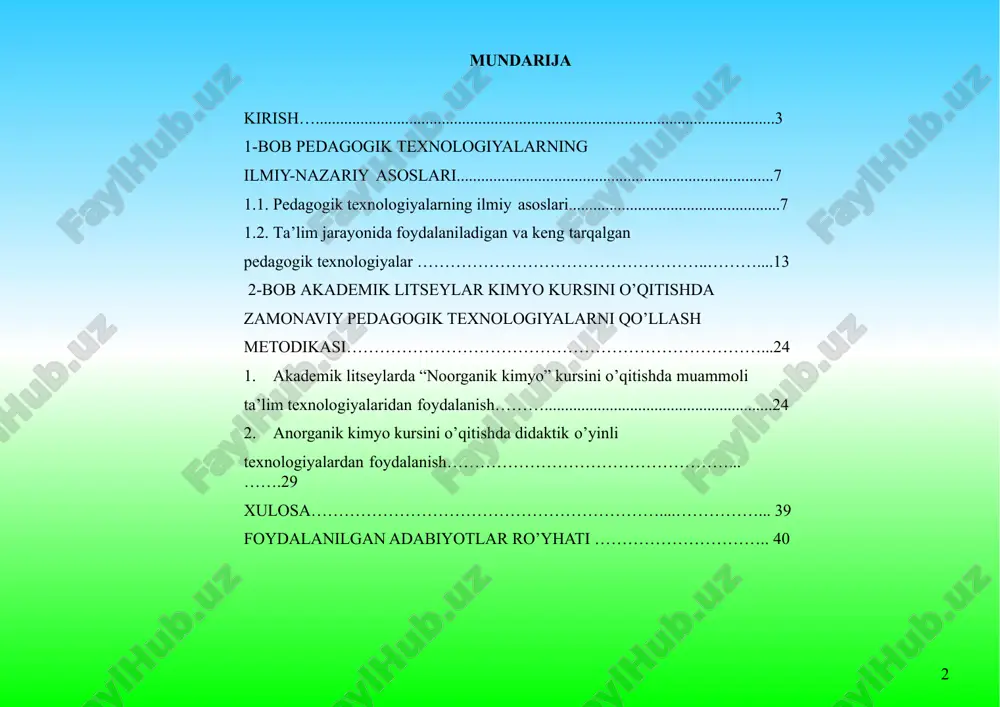 ayyormiz.” shavkat mirziyoev. respublika prezidenti sh.m.mirziyoyev ta’limni rivojlantirish, yosh avlodga jaxon andozalariga mos bilim, iqtidor va ko’nikmalar berish, ularni ona –vatanga, milliy istiqlol g’oyalariga sadoqat ruhida tarbiyalash borasida ko’rsatayotgan doimiy g’amxo’rligi tufayli ta’lim-tarbiya ishlarining bugungi qiyofasi tubdan o’zgardi. u mustaqillikka erishib, taraqqiyot yo’lidan dadil borayotgan mamlakatimiz ruhini, g’oyalari va intilishlarini o’zida aks ettirgan ta’lim tizimiga aylanmoqda. eng asosiysi, mamlakatimizda ta’limning hali jahon amaliyotida kam uchraydigan betakror milliy modeli yaratildi [1]. ta’lim va tarbiya, ilm-fan, sog‘liqni saqlash, madaniyat va san’at, sportni rivojlantirish masalalari, yoshlarimizning chuqur bilimga ega bo‘lishi, chet tillarini va zamonaviy axborot-kommunikatsiya texnologiyalarini puxta egallashini ta’minlash doimiy ustuvor vazifamiz bo‘lib qoladi. jamiyatimizda korrupsiya, turli jinoyatlarni sodir etish va boshqa xuquqbuzarlik holatlariga qarshi kurashish, ularga yo‘l qo‘ymaslik, jinoyatga jazo albatta muqarrar ekani to‘g‘risidagi qonun talablarini amalda ta’minlash bo‘yicha qat’iy choralar 4 ko‘rishimiz zarur. ... shu maqsadda hukumatning, tegishli vazirlik va idoralar hamda butun ta’lim tizimining, xurmatli domlalarimiz va professor-o‘qituvchilarning eng muxim …