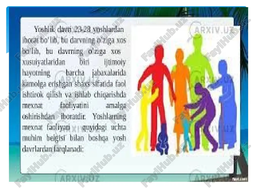 bo'ladi ... ... siyosiy lug'at-ma'lumotnoma - (identifikatsiya yutug'i). identifikatsiya inqirozini boshdan kechirgan va o'z qarorlari natijasida majburiyatlarni qabul qilganlarning shaxsiy maqomi... rivojlanish psixologiyasi. kitob bo'yicha lug'at identifikatsiya inqirozi- o'zining o'ziga xosligini yo'qotish yoki yo'qotish, o'z-o'zini yo'qotish hissi (masalan, shaxsiyat rivojlanishining bir bosqichidan ikkinchisiga o'tish paytida, ayniqsa balog'at inqirozi paytida seziladi; kuchli ... . .. psixologiya va pedagogikaning entsiklopedik lug'ati shaxslar, inqiroz- o'z shaxsiyligini tuyg'usining keskin yo'qolishi, odamda tarixiy davomiylik borligini, fenomenologik jihatdan kechagidek bugungi kunga o'xshashligini normal his qilmasligi ... psixologiyaning izohli lug'ati image2.png image3.png image4.png image5.png image6.png /docprops/thumbnail.jpeg