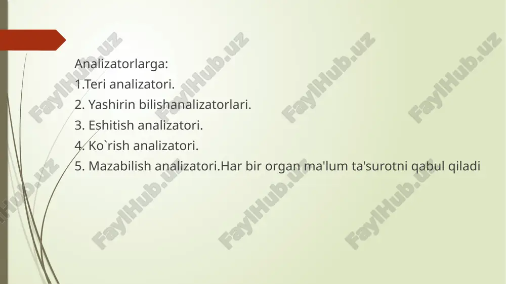 vchisi yorug`lik bo`lib, yorug`lik ko`z retseptorlariga ta'sir etib ko`ruv sezgisini hosil qiladi. ko`ruv organi bolaning yoshigacha rivojlanib boradi. shox parda umuman qon tomirlarga ega emas, fakat limbning yuza qavatlari chetki tomirlar tutamlaridan va limfatik tomirlardan iboratdir. moddalar almashinuvi chetki xalkasimon tomirlar tutami, ko`z yoshlar va oldingi kamera suyukligi xisobiga buladi. bunday nisbiy aloxidalik belmalardagi shox pardani utkazishda yaxshi aks etadi. antitanalar utkazilgan shox pardaga etib borolmaydi va boshka yot tukimalarda sodir bulgani singari shox pardani emirib tashlolmaydi. koʻrish analizatori - odam va hayvonlarda koʻrish taʼsirotlari va axbortlarni qabul qilib, idrok etadigan va taqlil qilib beradigan murakkab neyrorotseptor sistema; asosiy analizatorlardgt biri. koʻrish analizatori 3 qismdan iborat: retseptor yoki periferik, oʻtkazuvchi yoʻllar va koʻrish markazi yoki markaziy qism. koʻrish analizatorining birinchi qismi toʻr pardada joylashgan. inson koʻzi 380 dan 760 nm gacha boʻlgan uzunlikdagi yorugʻlik nurlarini qabul qiladi. koʻzga toʻshayotgan yorugʻlik nurlari shox pardada si-vadi, qorachiq orqali oʻtib, gavharda sinib, shishasimon …