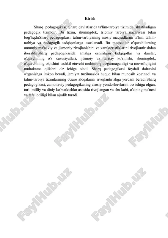 h jarayoni ix asrdan boshlab xv-xvi asrlargacha davom etdi. arab xalifaligida ix asrda vujudga kelgan uyg’onish davri xalifalikning bag’dod, damashq, xalab shaharlarida boshlanib, barcha boshqa xalqlar madaniy hayotiga tarqalgan, bu esa u davlatlarning ham madaniy rivojlanishga zamin tayyorlagan. xalifalik yemirilishi jarayonida tashkil topgan mustaqil davlatlardagi madaniy rivojlanish xalifalik davridagi madaniy rivojlanishning davomi edi. xalifa xorun ar-rashid davrida (786-833 y.y.) va uning o’g’li al-ma’mun davrida bag’dodda “bayt–ul-hikma” (“donishmandlik uyi”) (hozir akademiya ma’nosida) tashkil etiladi. mazkur akademiya barcha ilm sohiblarining ilmiy markaziga aylanadi. uning qoshida jahon kutubxonasi tashkil etilgan. akademiya 813-833 yillarda yanada rivojlangan. akademiya qoshida rasadxona ham bo’lgan, keyinchalik yangi kutubxona qurilgan. bog’doddagi mazkur ilm markazi, o’z navbatida sharq va g’arbda ilm-fanning taraqqiy etishiga, ma’naviy hayotning rivojlanishiga ta’sir etgan. bu o’rinda xalifa al-ma’munning ilm-fan ravnaqida ko’rsatgan homiyligini alohida ta’kidlash joiz. zero, xalifa al-ma’mun ilm fanni juda qadrlagan. u ix asr boshlaridan xalifalikning xurosondagi noibi bo’lib turganda ham movarounnahr va xurosondagi olimlarni …