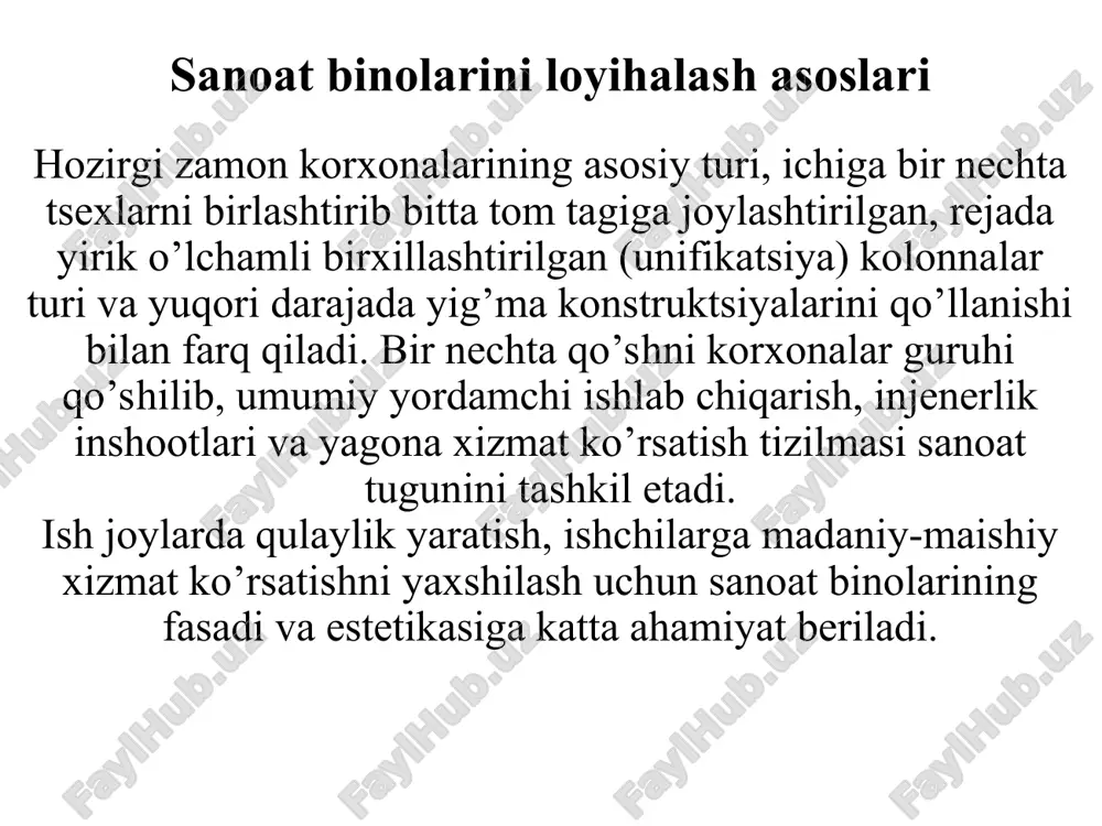 j-zinapoya maydonchasi; z-karniz bloki; i-to’sin; k-ustun; l-poydevor bloki; m-podval devorlari bloki; n-poypesh (tsokolp) bloki jamoat binolar va sanoat binolari uchun ishlab chiqariladigan yig’ma beton va temirbeton buyumlarining asosiy turlari: a-tashqi devor panellari; b-ichki devor panellari; v - orayopma panellari; g-balkon plitasi; d-yopma panelari; ye-zinapoya marshi; j-zinapoya maydonchasi; z-karniz bloki; i-to’sin; k-ustun; l-poydevor bloki; m-podval devorlari bloki; n-poypesh (tsokolp) bloki sanoat binolarida qo’llaniladigan yig’ma temirbeton konstruktsiyalarning asosiy turlari: a - yopma plitalari; b - orayopma plitalari; v - devor panellari; g - to’sinlar; d - karniz paneli; ye - ustunlar; j - ferma; z - yopma to’sinlari; i - eut tayanchlari; k - temir yo’l shpali; l - to’siq; m-poydevor to’sini; n-stakan tipidagi poydevor; o - isitish tarmog’i lotogi sanoat binolarida qo’llaniladigan yig’ma temirbeton konstruktsiyalarning asosiy turlari: j - ferma; z - yopma to’sinlari; i - eut tayanchlari; k - temir yo’l shpali; l - to’siq; m-poydevor to’sini; n-stakan tipidagi poydevor; …
