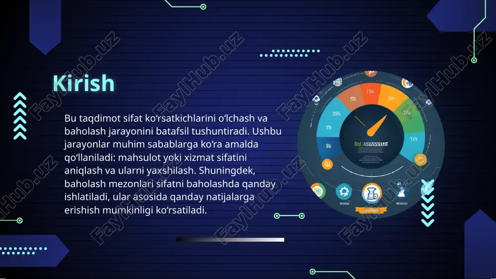 igini muhokama qiladi. dasturiy ta’minot standartlari 02 standartlash jarayoni dasturiy ta’minot standartlash jarayoni sifatni ta’minlash va konfidentsial ma’lumotlarni himoya qilish orqali amalga oshiriladi. ushbu jarayon sifatni boshqarishning asosiy komponentlaridan biri sifatida ko‘riladi va doimiy ravishda yangilanadi. har bir dasturiy ta’minot ishi uchun maxsus standartlar ishlab chiqiladi, bu esa ishlab chiqarish jarayonida izchillik va sifatga erishishni osonlashtiradi. sifatni ta’minlash standartlari sifatni ta’minlash standartlari dasturiy ta’minot ishlab chiqarishda muhim rol o‘ynaydi. ular sifatli mahsulotlarni ta'minlash va ishlab chiqarishda turli quyidagilarni belgilaydi: jarayonlarni nazorat qilish, ishlash ko‘rsatkichlarini aniqlash va sifat nazorati tizimlarini ishlab chiqish. ushbu standartlar iso, cmmi va boshqa xalqaro standartlar asosida yaratiladi va dasturiy ta'minotni yaxshilashga qaratilgan. turlar va talablari dasturiy ta’minot sifatini ta’minlashning turli turlari mavjud, ular talablar, tiplar va mo‘ljal bo‘yicha farqlanadi. har bir turdagi standart dasturiy ta’minot ishlab chiqarishining o'ziga xos talablariga muvofiq, sifat va xavfsizligini ta’minlash uchun qabul qilinadi. ushbu standartlarga muvofiq, dasturiy ta’minotning sinovlari, xavfsizligi va …