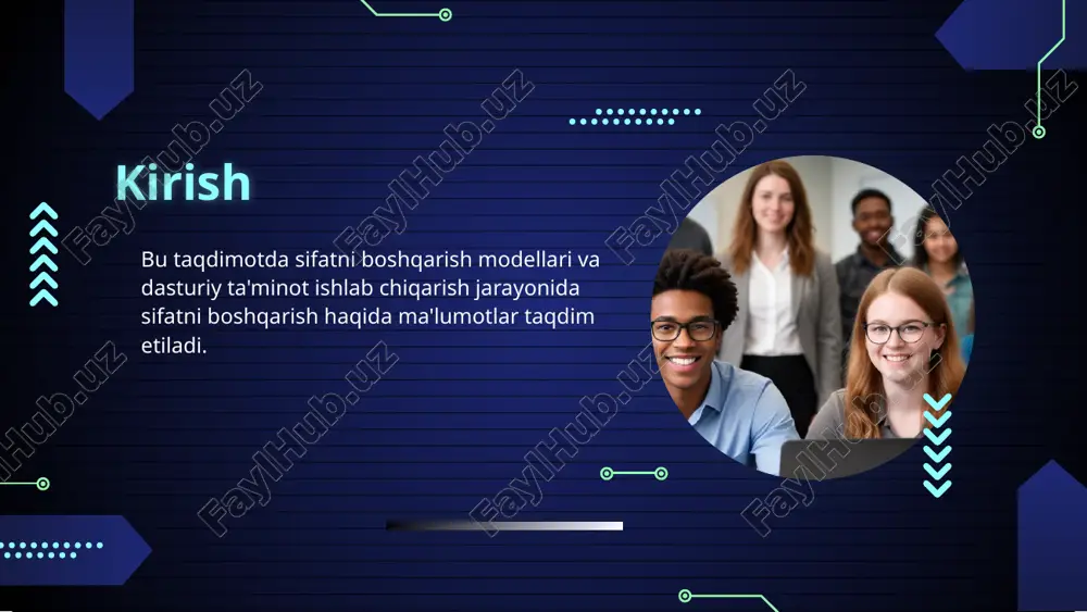 li boshqarilishi sifatni va loyiha muvaffaqiyatini oshiradi. monitoring va nazorat monitoring va nazorat sifatni boshqarishning ajralmas qismidir. bu jarayonlar sifat darajasini tahlil qilish, unga mos kelish va savdo bozorida raqobatbardoshlikni ta'minlash uchun zarurdir. monitoring natijalari asosida sifatni yaxshilash bo'yicha o'zgarishlar kiritilishi mumkin. xulosa sifatni boshqarish va uning modellarini o'rganish muhim ahamiyatga ega, chunki bu jarayonlar muvaffaqiyatga erishishimizga yordam beradi. har bir model va yondashuvda o'ziga xos xususiyatlar bor, ularning to'g'ri qo'llanilishi bizning tanlovlarimiz va natijalarimizga to'g'ridan-to'g'ri ta'sir qiladi. image1.png image2.png image3.png