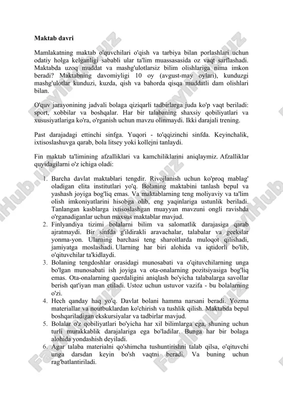 a kamchiliklarini aniqlaymiz. afzalliklar quyidagilarni o'z ichiga oladi: 1. barcha davlat maktablari tengdir. rivojlanish uchun ko'proq mablag' oladigan elita institutlari yo'q. bolaning maktabini tanlash bepul va yashash joyiga bog'liq emas. va maktablarning teng moliyaviy va ta'lim olish imkoniyatlarini hisobga olib, eng yaqinlariga ustunlik beriladi. tanlangan kasblarga ixtisoslashgan muayyan mavzuni ongli ravishda o'rganadiganlar uchun maxsus maktablar mavjud. 2. finlyandiya tizimi bolalarni bilim va salomatlik darajasiga qarab ajratmaydi. bir sinfda g'ildirakli aravachalar, talabalar va geekslar yonma-yon. ularning barchasi teng sharoitlarda muloqot qilishadi, jamiyatga moslashadi. ularning har biri alohida va iqtidorli bo'lib, o'qituvchilar ta'kidlaydi. 3. bolaning tengdoshlar orasidagi munosabati va o'qituvchilarning unga bo'lgan munosabati ish joyiga va ota-onalarning pozitsiyasiga bog'liq emas. ota-onalarning qaerdaligini aniqlash bo'yicha talabalarga savollar berish qat'iyan man etiladi. ustoz uchun ustuvor vazifa - bu bolalarning o'zi. 4. hech qanday haq yo'q. davlat bolani hamma narsani beradi. yozma materiallar va noutbuklardan ko'chirish va tushlik qilish. maktabda bepul boshqariladigan ekskursiyalar va tadbirlar …