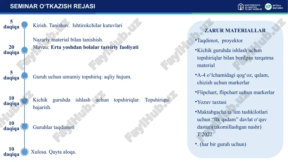 faret asosida rasm chizish «art olam»ning erta yoshdan bolalar tasviriy faoliyati mttdva mqtumoi bosqich asosida rasm chizish «art olam»ning erta yoshdan bolalar tasviriy faoliyati «art olam» galereyasi har bir istrokchi o`zi tanlagan buyum yordamida ijod qiladi mttdva mqtumoi 13 «art olam»ning erta yoshdan bolalar tasviriy faoliyati mttdva mqtumoi oddiy klyaksografiya yelim trubka yordamida klyaksografiya kaft bilan rasm chizish akvarel va sprey ip yordamida klyaksografiya puantalizm “kalit so`z” metodi mttdva mqtumoi so‘zlar sizningcha bu so‘zlar qanday ma’noni anglatadi? qo‘shimcha ma’lumot san’at tasviriy sanʼat rassom haykaltaroshlik “kalit so`z” metodi mttdva mqtumoi so‘zlar sizningcha bu so‘zlar qanday ma’noni anglatadi? qo‘shimcha ma’lumot san’at ijtimoiy ong va inson faoliyatining oʻziga xos shakli. tabiat, jamiyat va insonning ijtimoiy, maʼnaviy, milliy dunyosi sanʼat predmeti hisoblanadi. tasviriy sanʼat rang-tasvir, haykaltaroshlik, grafikani birlashtirgan nafis sanʼat turi tasviriy sanʼat faqat koʻrish mumkin boʻlgan narsalarnigina tasvirlab qolmay, balki asarlarida hodisalarning vaqtinchalik rivoji, uning u yoki bu qismi , erkin hikoyanavislik, dinamik …