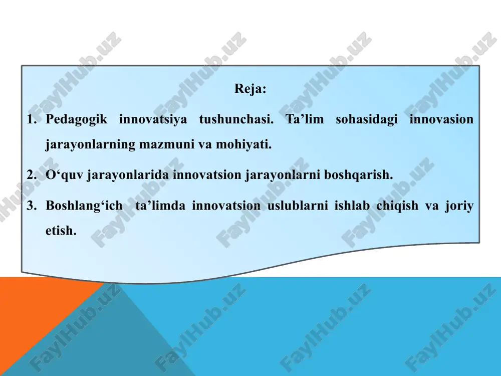 malakasiga, pedagogik mahoratiga bog‘liq. pedagog kadrlar tayyorlash tizimining vazifasi ana shunday ehtiyojni dolzarblashtirish, uslubiy kompetentsiyani shakllantirishdan iborat. eng yangi innovatsion texnologiyalardan foydalanish an’anaviy usullar bilan hal qilish qiyin yoki imkonsiz bo‘lgan pedagogik va uslubiy muammolarni hal qilishga yordam beradi. shu bilan birga, tarixiy fanlarni o‘qitish metodikasida an’anaviy ta’lim tizimini yo‘q qilish va ijobiy natijalarni yo‘qotishga yo‘l qo‘ymaslik lozimligini hisobga olish kerak. innovatsion va an'anaviy o'qitish usullari yagona ta'lim muhitining bir qismi sifatida bir-birini uyg'un ravishda to'ldirishi kerak . ta’limda pedagogik texnologiyalarga asoslanish va innovatsiyaga intilish, o’quvchilarni faollashtirishga qaratilgan turli interaktiv metodlardan foydalanish ta’lim maqsadini samarali amalga oshirishga ko’maklashadi barkamol avlod ta’lim-tarbiyasi ilk maktab yoshidan boshlanganda ijobiy natija berishini barchamiz yaxshi bilamiz. chunki boshlang‘ich sinf bamisoli poydevor, poydevori mustahkam bino esa pishiq va samaralidir. har bir dars jarayonida mashg‘ulotni qiziqarli va mazmunli tashkil eta olish, o‘quvchilar diqqatini jamlay olishda aktdan foydalanish samarali natija bermoqda. o‘quvchilarda uzluksiz o‘z ustida mustaqil ishlash imkoniyati …