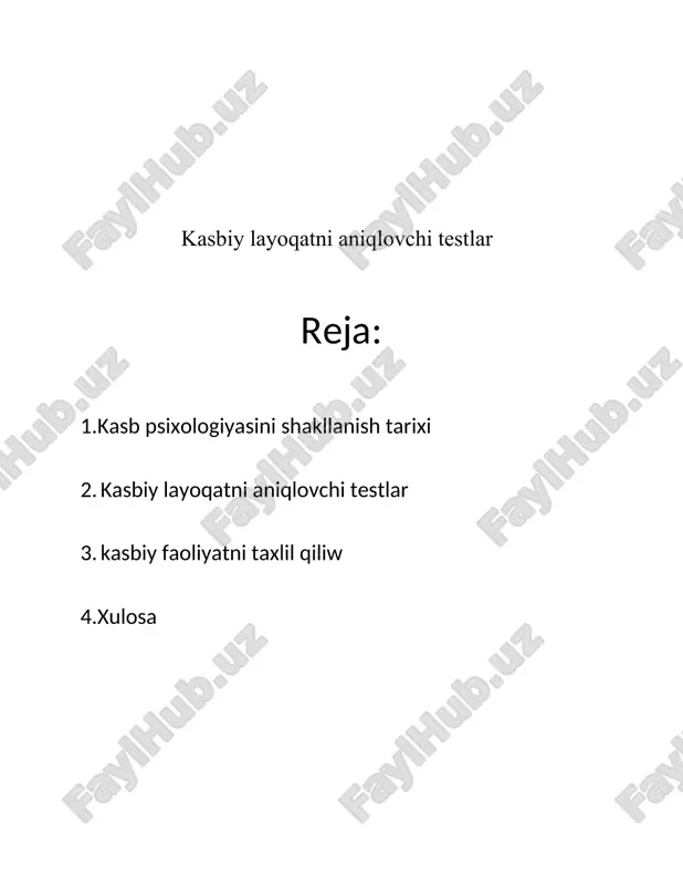 ib qoldi. ammo bu muammolarni yechimini topishning imkoniyati yo‘q edi. o‘z navbatida bu kishilarda bir-birini psixologik qo‘llab-quvvatlash va bir-biriga ko‘maklashish ehtiyojini yuzaga keltiradi. shunisi ahamiyatliki, psixologiyaning hech bir yo‘nalishi bu muammolar bilan shug‘ullanmaydi, bu esa o‘z navbatida mazkur muammolarni o‘rganish uchun yangi bir sohaga, ya‘ni kasb psixologiyasining shakllanishiga olib keladi. 2. bozor iqtisodiyotiga o‘tish va undagi o‘zgarishlar, ya'ni dastlabki paytlarda iqtisodiy vaziyatlar bir maromda kechayotgan edi. bozor iqtisodiyoti sharoitida yuqori malakali kasbiy jihatidan yetuk raqobatbardosh ishchilarga zaruriyat sezilmoqda. bu esa kasb tanlash, kasbiy layoqatni aniqlash, kadrlar faoliyatini baholash va attestasiyadan o‘tkazish, kasbiy rivojlanish yo‘llarini belgilash, ishchilar malakasini oshirish va qayta tayyorlash masalalariga e‘tiborni qaratish lozimligini anglatadi. shuning natijasida korxona va tashkilotlarda ishchilar uchun rivojlanish bo‘limlari paydo bo‘ladi. psixologiya fani doirasida shaxsning kasb bilan hamkorligi yuzasidan ko‘p tomonlama tadqiqotlar olib boriladi. asosan bu muammolar mehnat psixologiyasi, pedagogik psixologiya va yosh davrlar psixologiyasi fanlari tomonidan o‘rganilgan. bu muammolar yechimining metodologik jihatdan asoslanishipsixologiya …