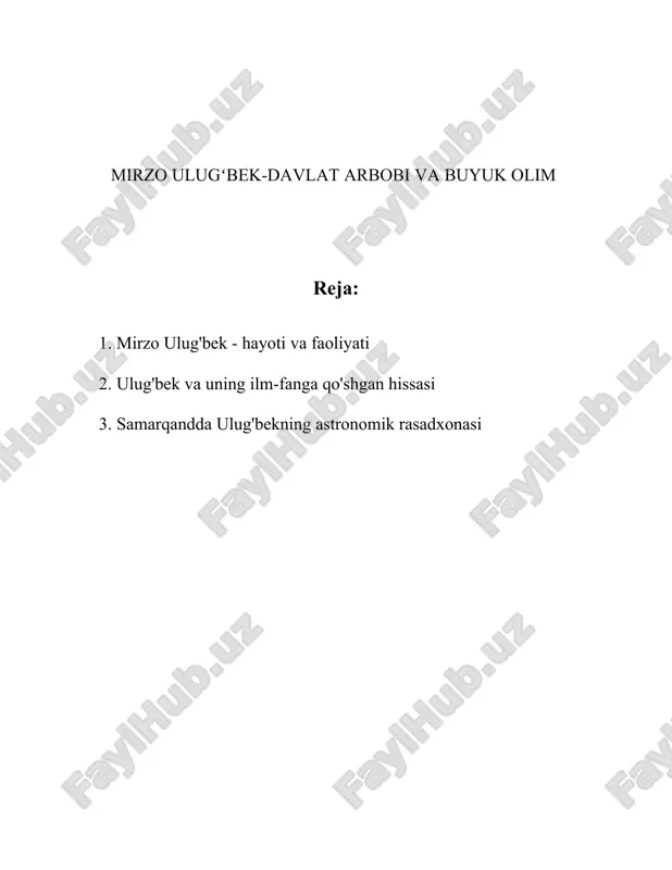 icha trigonometriya qoidalarini ishlab chiqqan. uning trigonometrik jadvallari juda aniq hisoblanib, bugun ham ilmiy qiziqish uyg'otadi. u sin, kosinus va tangenslar bilan bog'liq aniq matematikani ishlab chiqishda sezilarli hissa qo'shdi. ulug'bekning siyosiy faoliyati davomida, turkiston va kichik osiyo hududlarida ko'plab g'alabalarni qo'lga kiritish bilan birga, savdo va iqtisodiy aloqalarni rivojlantirishga katta e'tibor qaratdi. u davrida samarqandda ko'plab imoratlar qurilib, shaharning o'sishiga zamin yaratildi. mirzo ulug'bekning davridagi muhim ishlardan yana biri uning madaniy va ilmiy merosi hisoblanadi. uning samarqandni ilm-fan va san'at markaziga aylantirishga bo'lgan harakati, butun bo'layotgan zamonlar ko'plab olimlar va ziyolilar uchun ilhom manbai bo'ldi. uning madrasalarida zamonning eng yetuk olimlari dars bergan va ko'plab ilmiy asarlar yozilgan. ulug'bek hayoti fojiali tugadi. 1449-yilda, shohrux vafotidan keyin, o'g'li abdulaziz bilan yuzaga kelgan kelishmovchiliklar tufayli o'ldirildi. uning vafoti bilan temuriylar davrining eng buyuk olimlaridan biri bu dunyoni tark etdi. ulug'bekning ilmiy ishlari va merosi bugungi kunda keng e'tirof etilib, u ko'plab …