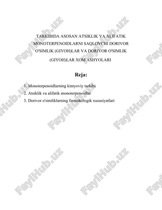 , o'ziga xos sitrus hidini beradi. limonenning qanday struktura izomeriyasi borligi uning hidida va sanoatdagi ishlatilishida aks etadi. mentol, monoterpenoidlar orasida keng tarqalgan birikma bo'lib, u o'zining farmakologik samaradorligi bilan taniqli. mentolning molekulyar formulasi c10h20o va u qutbli spirt guruhiga ega. mentol tabiiy holda bir nechta izomerik shakllarda mavjud bo'lib, ularning ko'pchiligi mentolning kristallik va hydrosoptik xususiyatlariga ega, bu esa uning tibbiy va kosmetik mahsulotlarda keng qo'llanilishiga sababdir. kamfen, yana bir muhim monoterpenoid, molekulyar formula c10h16 bilan ifodalanadi va turli xil stereoizomerik shakllarda mavjud. kamfen bir nechta tsiklik strukturalar tomonidan belgilangan bo'lib, uning umumiy xossalari har xil barqarorliklar va kimyoviy faoliyatlar bilan bog'liq. kamfenning tsiklik va tsiklik bo'lmagan izomerlari ularning fizik va kimyoviy xossalariga katta ta'sir ko'rsatadi. linalool, molekulyar formulasi c10h18o bo'lgan monoterpenoid, turli xil gul va mevalarning mazmunida mavjud. linaloolning ikki izomerik shakli, r-linalool va s-linalool, mavjud bo'lib, ularning har biri turli xil hid va xususiyatlar bilan farq qiladi. …