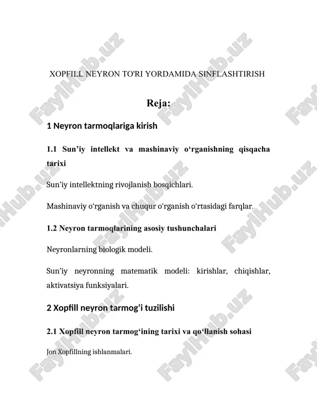 lar (weights) mavjud bo'lib, ular orqali kiruvchi signallar omillariga ko'ra ko'paytiriladi va keyinchalik ular funksiyalar orqali ulg'aytiriladi. neyron tarmoqlarining bir qancha turlari mavjud bo'lib, ular orasida eng asosiylari quyidagilardir: - raqobatli qatlamli neyron tarmoqlar (feedforward neural networks - fnn): bu turdagi tarmoqlarda ma'lumotlar bir qattiqga kirib, qatlamlarda qayta ishlanib, chiqishga chiqariladi. - qaymova qatlamli neyron tarmoqlar (recurrent neural networks - rnn): bu turdagi tarmoqlarda kiruvchi ma'lumotlar bilan qayta bog'lanish qatlamlari mavjud bo'lib, bu esa vaqt ketma-ketliklarida ishlash imkoniyatini beradi. - konvolyutsion neyron tarmoqlar (convolutional neural networks - cnn): asosiy vazifa tasvirlarni qayta ishlash, ularni tasniflash va ob'ektni tanish jarayonlarini amalga oshirishdan iborat. ushbu neyron tarmoq odatda bir nechta konvolyutsiya qatlamlaridan tashkil topadi. - transformerlar: bu tarmoq tabiiy tilni qayta ishlashda (nlp) ishlatiladi va hozirgi kunda juda muvaffaqiyatli hisoblanadi. statistik ma'lumotlarga ko'ra: 1. neyron tarmoqlarining umumiy samaradorligi va aniqligi sun'iy intellekt ilovalarida, xususan, tasvirlarni aniqlash va ovozni tanishda 90% dan ortiq …