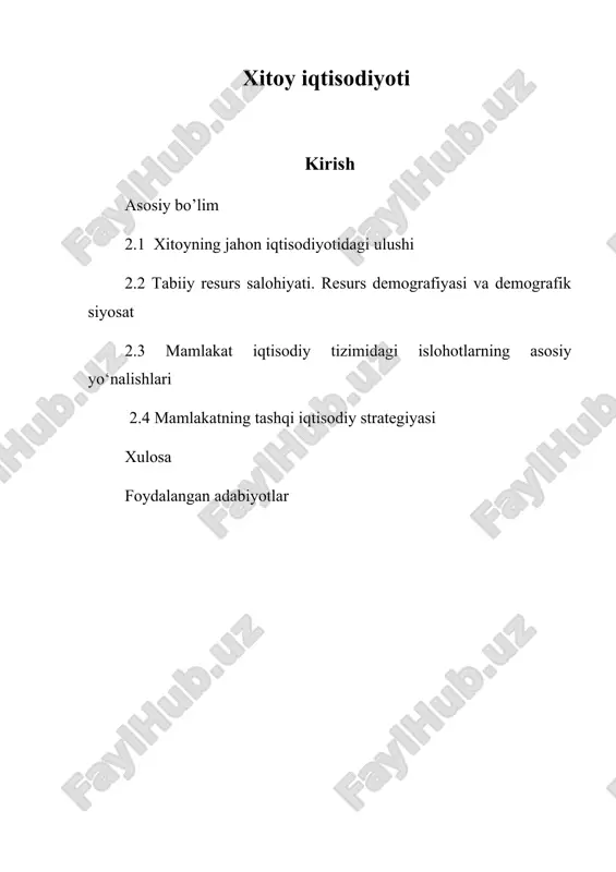 mamlakatda sodir bo'layotgan o'zgarishlar hayratlanarli ekanligini tan olishga majbur. 2.1 xitoyning jahon iqtisodiyotidagi ulushi 2012 yildagi 11,4 foizdan 2021 yilda 18 foizdan oshdi. 2021-yil yakuniga ko‘ra, xitoy yalpi ichki mahsuloti 114 trillion yuanni (16,94 trillion aqsh dollari) tashkil etdi, aholi jon boshiga yalpi ichki mahsuloti esa 12,5 ming dollarga yetdi. xitoyda xususiy korxonalar soni 2012-yildagi 10,85 milliondan 2021-yilda 44,57 millionga yetdi. 2021 yil holatiga koʻra, soliq tushumlarining 50% dan ortigʻi, yalpi ichki mahsulotning 60% dan ortigʻi va texnologik innovatsiyalarning 70% dan ortigʻi iqtisodiyotning xususiy sektori hissasiga toʻgʻri keldi; u shahar va shaharlardagi ish o'rinlarining 80% dan ko'prog'ini ta'minladi, xitoyda bozor ishtirokchilarining 90% dan ortig'ini tashkil etdi xitoy jahon valyuta zaxiralarining yarmiga ega. 2014 yilga kelib, xitoy o'z zahiralarida aqsh dollarining to'planish sur'atini sezilarli darajada pasaytirdi va zahiralarni to'plash tezligini sekinlashtirdi, bu esa butun dunyo bo'ylab sarmoyani sezilarli darajada oshirdi. xxr bank tizimi asosan davlat sektoriga kredit beradi: 2006 yilda xususiy …
