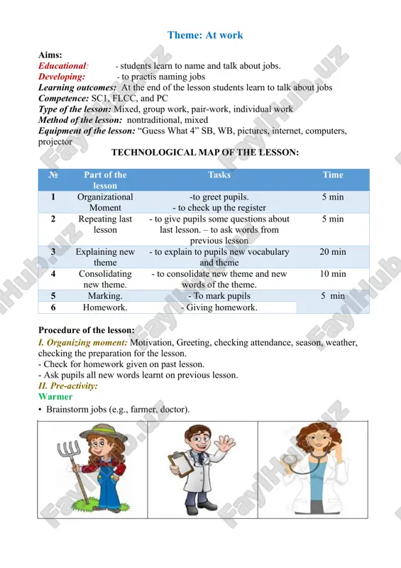.) what are the businessman and businesswoman doing? what does the vet like doing? what does the bus driver like? teacher: ok, class. sit down. are you ready to watch the program? lucas and lily: yes, teacher. teacher: ok, good. presenter: what do people do? doctor: hello. i’m a doctor. nurse: and i’m a nurse. doctor: we work in this hospital. we like helping people. artist: i’m an artist. i like painting and drawing. singers: we’re singers. we love singing. listen. actor: i’m an actor. here i’m wearing a costume. you can see me on tv. vet: i’m a vet. i love taking care of animals. businessman: i’m a businessman. businesswoman: and i’m a businesswoman. we’re working on the computer. bus driver: i’m a bus driver. i like driving. this is my bus. pilot: and i’m a pilot. i like flying. this is my plane. activity 2. listen, point, and …