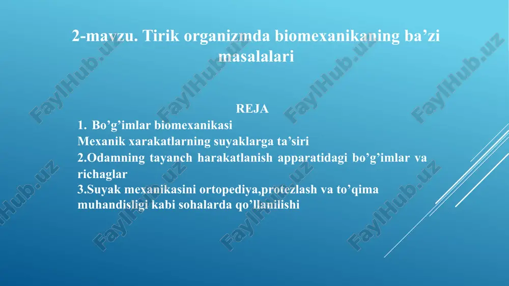 ri yordamida bir-biriga birikadi. bosh suyagi peshona, tepa, chakka, ensa kabi alohida suyaklardan iborat bo'lib, bola o'sgan sari ular chok yordamida bir-biriga birikib, yaxlit bosh suyagini hosil qiladi. bu suyaklar bir-biriga uzluksiz -zich birikkanligi uchun ular harakatsiz bo'ladi. aksariyat darsliklarda umurtqa pog'onasi suyaklarning harakatsiz birikishiga kiritiladi. ammo ba'zi manbalarda umurtqa pog'onasi suyaklarning yarim harakatchan birikishiga kiritilgan. harakatli, ya'ni bo'g'im hosil qilib birikishga qo'l va oyoqlarning bo'g'imlari kiradi: yelka, tirsak, kaft usti, son-chanoq, tizza, boldir-tovon hamda qo'l va oyoq panja suyaklarining bir-biri bilan bo 'g'im hosil qilib birikishi bunga misol bo'ladi. bo'g'im hosil qilib birikuvchi ikkita suyakdan birining uchi qavariq, silliq, ikkinchisining uchi esa botiqroq bo'ladi. bo'g'im uch qismdan: bo'g'im xaltachasi, suyaklarning birikish yuzasi va bo'g'im bo'shlig'idan iborat (1-rasm). bo'g'im xaltachasi ikki qavat - tashqi (pishiq fibroz), ichki - silliq yumshoq pardalardan tashkil topgan. ichki sinoviy qavatning pardasidan moysimon sinoviy suyuqlik (bo'g'im moyi) ishlab chiqariladi. bu suyuqlik suyaklarning bo'g'im yuzasini moylab, …