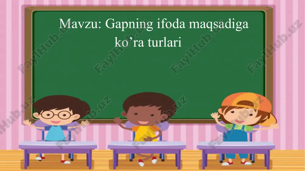 ot ot ot ot sifat sifat sifat fe’l fe’l 5- mashq. gaplarni tugallangan ohang bilan o‘qing. matnda nechta va ifoda maqsadiga ko‘ra qanday gaplar bor? uni qanday aniqlaganingizni tushuntirib bering. bahorning har bir kuni insonlarda xush kayfiyat uyg‘otadi borliq zumrad yashillikka burkanadi dov-daraxtlarda kurtak nish uradi tollar bargak chiqaradi qizlar undan sochpopuk taqadilar mevali daraxtlar oq, pushti rangga kiradi. birinchi gapni ko‘chiring. gap bo‘laklarini aniqlab, tegishlicha belgilang. .b .d .t . q .m bahorning har bir kuni insonlarda xush kayfiyat uyg‘otadi. gap bo‘laklarini aniqlab, tegishlicha belgilang. ____ ________ ________ chizmaga mos gap tuzing. abror kitob o‘qiyapti. sabina qo‘shiq kuyladi. qushlar baland uchdi. chizmaga mos gap tuzing. mayin shabada esdi. quvnoq musiqa tingladim. rangli kamalak chiqdi. chizmaga mos gap tuzing. kecha bolalar teatrga bordilar. chiroyli kapalak gulga qo‘ndi. yozgi ta’til maroqli o‘tadi. bugun darsda: darak gap so‘roq gap buyruq gap his-hayajon gap gap bo‘laklari gapda so‘zlarning bog‘lanishi mustaqil topshiriq: 6- mashq. …