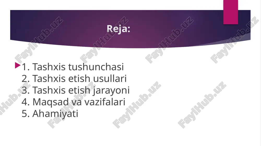 uammolarni o‘z vaqtida aniqlash va bartaraf etish. ta’lim-tarbiya jarayonini optimallashtirish uchun ilmiy asoslangan xulosalar chiqarish tashxisning vazifalari o‘quvchilarning kuchli va zaif tomonlarini aniqlash. bilimlarni nazariy va amaliy jihatdan qay darajada egallaganini ko‘rsatish. o‘quvchilarning tafakkuri, ijodiy yondashuvi va mustaqil ishlash qobiliyatini aniqlash. o‘quvchilarning rivojlanish sur’ati va shaxsiy xususiyatlarini kuzatish. ahamiyati o'quvchilarning malakalarini tashxis etish ta'limning samaradorligini oshiradi: - shaxsiy rivojlanish: o'quvchilarga o'z sur'atida o'rganish va maqsad qo'yish imkonini beradi. - haqiqiy tayyorgarlik: 85% ish beruvchilar kompetentsiya asosidagi yollashga o'tgan, bu esa o'quvchilarni ish bozoriga tayyorlaydi. - adolatlilik: fon va vaqt emas, balki qobiliyatga asoslanadi. - doimiy yaxshilanish: o'quvchilarning ishtirokini 47% ga oshiradi va tugatish darajasini yaxshilaydi. shuningdek, bu usul nazariya va amaliyotni birlashtirib, 21-asr ko'nikmalarini rivojlantiradi. xulosa o‘quvchilarning bilim, ko‘nikma va malakalarini tashxis etish — bu nafaqat baholash, balki ta’lim jarayonini samarali tashkil etishning muhim bosqichidir. tashxis o‘quvchi shaxsini har tomonlama rivojlantirishga, uning qiziqishlari va ehtiyojlarini hisobga olishga xizmat qiladi. image1.jpeg …