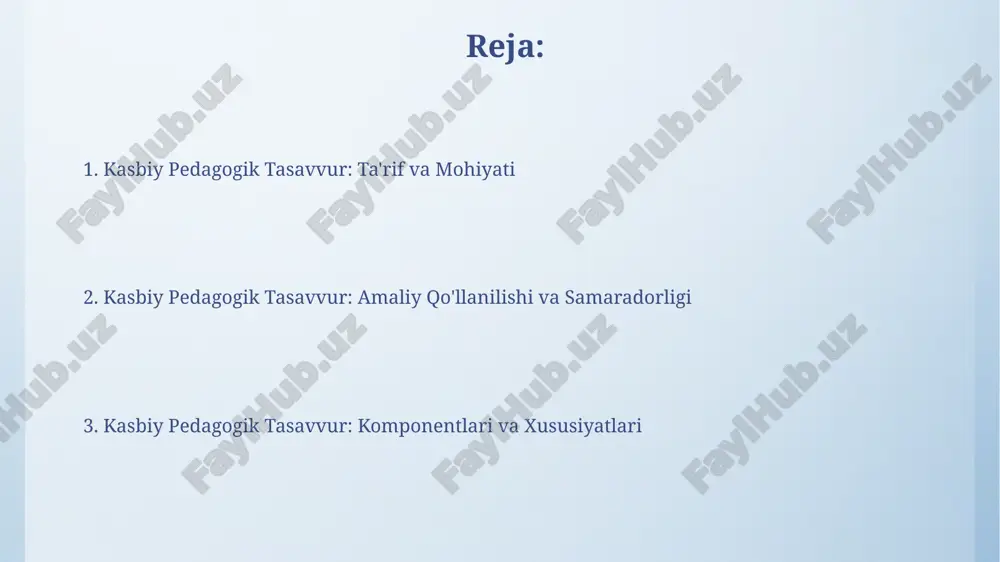 -o'quvchi" hamkorligiga asoslangan 3 ta asosiy model qo'llanilishi, o'quv jarayonini 20% ga samaradorligini oshirishi mumkin. onlayn ta'lim platformalari va mobil texnologiyalarni integratsiyasi, o'quv jarayonini diversifikatsiya qilish va 1000 dan ortiq o'quv resurslariga kirish imkoniyatini beradi. pedagogik tasavvurni o'rganish usullari o'qituvchilarning pedagogik tasavvurlarini boyitish uchun adabiyotlarni tahlil qilish, 3 ta turli didaktik modelni solishtirish va amaliy qo'llanmalarni ishlab chiqish tavsiya etiladi. interaktiv mashg'ulotlar, rollarni o'ynash va muammoli vaziyatlarni modellashtirish kabi 4 ta usul pedagogik tasavvurni rivojlantirishga yordam beradi. pedagogik tasavvurning tarkibiy qismlari pedagogik tasavvur tarkibiga o'quvchilarning 2 turdagi ehtiyojlarini – bilish va ijtimoiy-emotsional ehtiyojlarini hisobga olish, individual yondashuvni qo'llash orqali o'quv jarayonini shakllantirish kiradi. samarali pedagogik tasavvur 5 ta asosiy elementni – o'quv maqsadlarini aniqlash, o'quv resurslarini tanlash, o'quv uslublarini qo'llash, baholash strategiyasini ishlab chiqish va o'quv muhitini yaratishni o'z ichiga oladi. kasbiy pedagogik tasavvurning rivojlanishi oʻqituvchilarning 70% dan ortigʻi oʻz-oʻzini baholash va refleksiya orqali pedagogik tasavvurni rivojlantirishning samaradorligini yuqori baholaydi. …