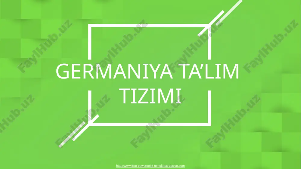 int presentation that is beautifully designed. ta’limning ikkinchi bosqichi (sekundastufe i) “yo‘nalishli bosqich”dir. bunda bolalarni ularning iqtidoriga ko‘ra o‘quv muassasalarining kerakli turiga yo‘naltiriladi: asosiy maktablar, real maktablar, gimnaziyalar, kompleks maktablar. o‘quvchilar ta’lim haqidagi attestatni real va asosiy maktablarni bitirgachgina oladilar. ta’limning ikkinchi bosqichi (sekundastufe ii)ga gimnaziyaning yuqori sinflari, shuningdek kasbiy ta’lim va muassasalarda kasbiy ta’lim kiradi. muassasalarda kasbiy ta’lim “dual tizim” deb ham ataladi. unda ta’lim va ishlab chiqarishda amaliyot 2 yil davomida olib boriladi, bu o‘qishni tugatish o‘rta ta’limni tugatish bilan teng bo‘lib, yakunida faqat kasbiy sohada o‘qishni davom ettirish mumkin. gimnaziyada 3 yil o‘qib, o‘quvchilar umumiy shahodatnoma “yetuklik attestati” – abitur oladilar, bu ularga istagan oliy o‘quv yurtiga kirishga imkon beradi. ta’limning ikkinchi bosqichi (sekundastufe ii)ga gimnaziyaning yuqori sinflari, shuningdek kasbiy ta’lim va muassasalarda kasbiy ta’lim kiradi. muassasalarda kasbiy ta’lim “dual tizim” deb ham ataladi. unda ta’lim va ishlab chiqarishda amaliyot 2 yil davomida olib boriladi, bu o‘qishni …