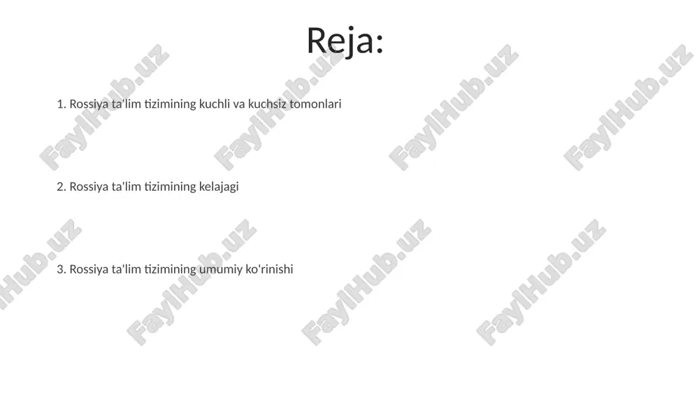 di. ta'limning dolzarb muammolari pedagog kadrlarning malakasi va kasbiy rivojlanishiga e'tibor yetarlicha qaralmaganligi o'qituvchilarning 45%ida yangi pedagogik texnologiyalarni qo'llash ko'nikmalarining pastligi bilan ifodalanadi. ta'limning sifatini baholash mezonlari aniq emas, natijada o'quvchilarning 30% dan ortig'i umumiy bilim darajasiga yetmayapti. kasb-hunar ta'limi kasb-hunar ta'limi dasturlari bozor talabiga moslashtirilgan boʻlib, 50 dan ortiq turli kasb-hunarlarni oʻz ichiga oladi. 2023-yil holatiga koʻra, oʻzbekistonda kasb-hunar ta'limi muassasalarining soni 150 dan ortiq boʻlib, 300 mingdan ortiq talabani qamrab olgan. e'tiboringiz uchun rahmat @taqdimot_robot image4.jpg image5.jpg image6.jpg image7.jpg image8.jpg image9.jpg image10.jpg image1.jpeg image2.jpeg