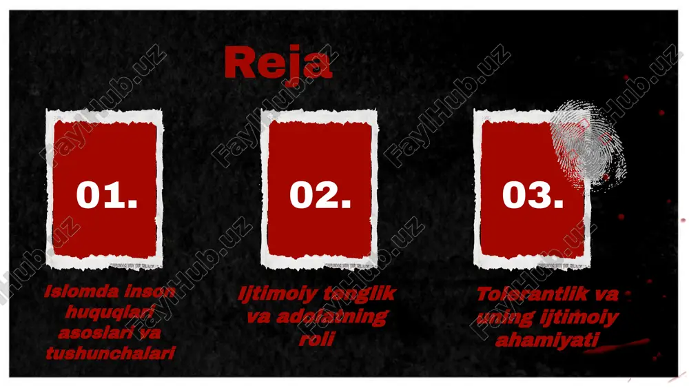 g teng huquqlarga ega bo'lishini ta'minlaydi. bu, odamlarning bir-birlariga nisbatan adolatli va teng munosabatda bo'lishini nazarda tutadi. adolat tushunchasining murakkabligi adolat, insoniy qadriyatlar va ijtimoiy kontekstga bog'liq holda turlicha talqin qilinishi mumkin. bu, adolatni ta'minlashda muammolar keltirib chiqarishi mumkin. ijtimoiy barqarorlikni oshirish ijtimoiy tenglik va adolatni ta'minlash orqali jamiyatda barqarorlik va tinchlikni oshirish imkoniyatlari mavjud. bu, ijtimoiy muammolarni hal qilishga yordam beradi. ijtimoiy adolatsizliklar ijtimoiy tenglik va adolatning yo'qligi, ijtimoiy beqarorlik va nizolarni keltirib chiqarishi mumkin. bu, jamiyatda ijtimoiy taranglikni oshiradi. s o w t ijtimoiy tenglik va adolat: islomiy nuqtai nazar islomda ijtimoiy tenglik islom dini ijtimoiy tenglikni ta'kidlaydi. qur'onda barcha insonlar bir xil huquqlarga ega ekanligi haqida aytiladi, bu esa adolatli jamiyatni yaratishga yordam beradi. adolat va shaxsiy huquqlar islomda adolat har bir insonning shaxsiy huquqlarini himoya qilishni nazarda tutadi. hadislar orqali adolatni ta'minlash, jamiyatda tinchlik va barqarorlikni saqlash uchun zaruriyat ekanligi ta'kidlangan. photo by nick fewings on …