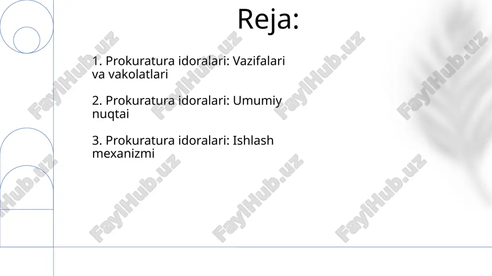 a barcha zarur hujjatlarni taqdim etadi, qonunchilikka asosan. ayblov xulosasining tarkibiy qismi sifatida kamida 3 ta qism ajratiladi: ayblovning mohiyati, dalillar va qo'llaniladigan qonun moddalari, va jazo talabi. 6. prokuratura faoliyatini moliyalashtirish prokuratura xarajatlarining katta qismini xodimlarga ish haqi to'lash (taxminan 70%), binolarni ijaraga olish va kommunal xizmatlar (15%), texnik vositalarni sotib olish va ta'mirlash (10%) tashkil etadi. qolgan 5% boshqa xarajatlarga sarflanadi. prokuratura faoliyatini moliyalashtirish davlat byudjetidan amalga oshiriladi va uning hajmi prokuratura organlarining soni, xodimlar soni va bajarilgan ishlar hajmi kabi omillarga bog'liq bo'lib, yillik 200 milliard so'mdan ortiq mablag'ni tashkil etadi. 7. huquqni muhofaza qilish organlari bilan hamkorlik sud-tibbiy ekspertiza xulosalari prokuratura tomonidan 95% hollarda jinoyat ishlarini tergov qilishda hal qiluvchi dalil sifatida qo'llaniladi, bu esa adliya organlari o'rtasidagi uzviy aloqani ko'rsatadi. korrupsiyaga qarshi kurash bo'yicha prokuratura organlari dxx bilan birgalikda o'tkazilgan 2022 yildagi operatsiyalar natijasida 150 dan ortiq korrupsion jinoyatlar fosh etilgan. 8. prokuratura tizimini takomillashtirish …
