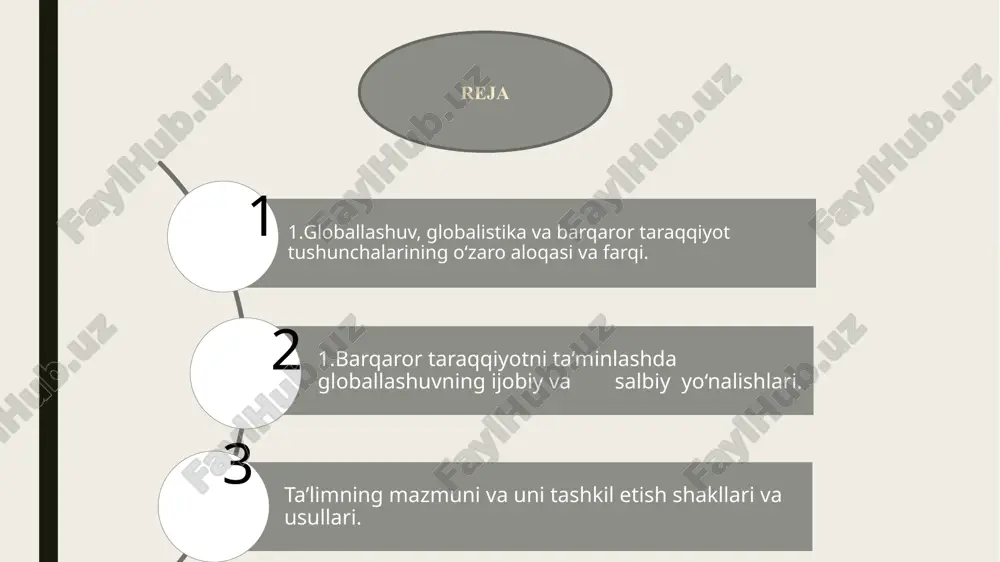 dunyoni tushunishga nisbatan geotsentrik yondashuvlar geliotsentrik yondashuvlarga o‘rin bo‘shatdi, insoniyat esa, nihoyat, kun va tunning almashishini to‘g‘ri talqin qilishga muvaffaq bo‘ldi. * xvii asr boshlariga kelib sharq va g‘arb savdogarlari ulkan hududlarni o‘zlashtirdilar va deyarli butun dunyo bo‘ylab joylashdilar. shu tariqa ular insoniyat tarixida birinchi bo‘lib yagona global iqtisodiy va siyosiy tizimning zaruriy asoslarini yaratdilar va mazkur tizim shakllanishi uchun zamin hozirladilar. * shunday qilib, xv-xvi asrlarda yuz bergan buyuk geografik kashfiyotlar jahon tarixining rivojlanish jarayonida tub burilish yasadi va evropa siyosatining keskin, misli ko‘rilmagan darajada kengayishiga olib keldi. globallashuvning serqirraligi globallashuvning serqirraligi. dunyo miqyosidagi tahdidlar va globallashuv jarayonlarini aholining keng qatlamlari anglab etishi, shuningdek jahon hamjamiyati va unga mos keluvchi qadriyatlarga munosabat, madaniyat, turmush tarzining shakllanishi gldoballashuv serqirraligi bosqichiga xos xususiyat hisoblanadi. 1970-yillardan globallashuv o‘z rivojlanishining yangi bosqichiga ko‘tarildi va serqirra tus oldi. ayni shu davrda axborot-texnologiya inqilobining rivojlanishi jadallashdi, mif, din, falsafa, fan, ekologiya bilan bir qatorda global …