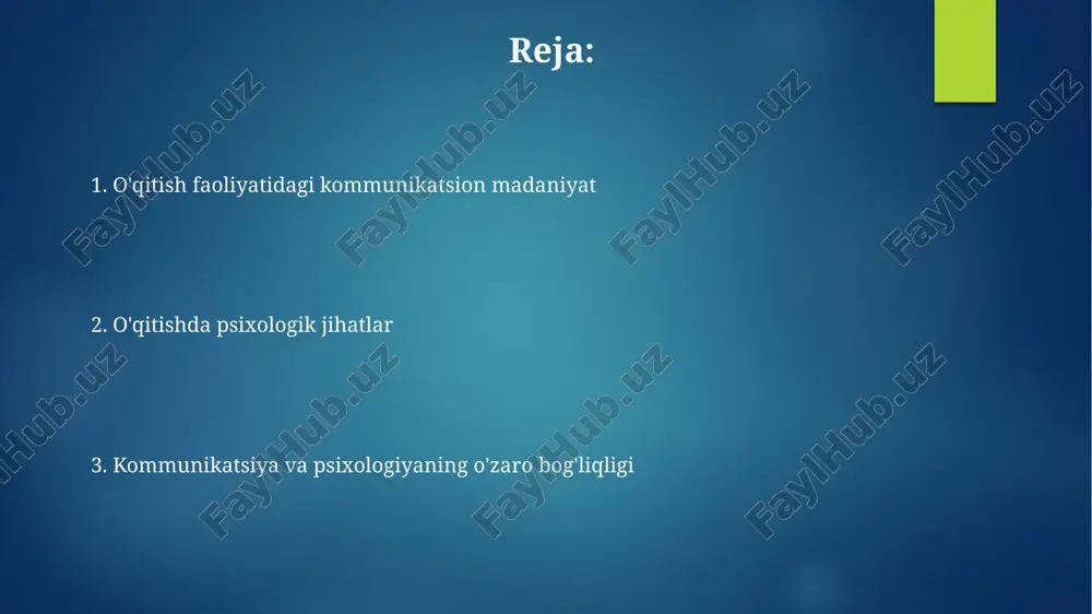 sh va bahs-munozaralar munozaralarda emotsional intellektni namoyon etish, ya'ni 70% tinglash va 30% gapirish qoidasiga rioya qilish, o'zaro hurmat va to`qnaishuvlarni konstruktiv hal qilishga yordam beradi. fikr almashish jarayonida 2-3 nafar talaba o'rtasida samarali muloqotni ta'minlash uchun o'qituvchi rolini kuchaytirish, faol tinglash va konstruktiv tanqid texnikalarini qo'llash muhim ahamiyatga ega. talaba-o'qituvchi munosabatlari o'qituvchi va talaba o'rtasidagi samarali muloqot, dars samaradorligini 20% ga oshirishi va talabalarning 30% ko'proq faol ishtirok etishini ta'minlashi mumkin. salbiy munosabatlar natijasida talabalar qiziqishini yo'qotish va darslarga qatnashish darajasining 10-15% pasayishi kuzatiladi, bu esa akademik ko'rsatkichlarga salbiy ta'sir ko'rsatadi. ta'limda faol tinglash o'quv jarayonida 5 dan ortiq turdagi faol tinglash texnikalarini qo'llash, masalan, xulosalash, savollar berish, fikrlarni umumlashtirish, o'quvchilarning fikrlash va muloqot qobiliyatlarini rivojlantirishga yordam beradi. ta'limda faol tinglash o'quvchilarning 70% gacha ma'lumotni tinglash orqali o'zlashtirishini ta'minlaydi, bu esa an'anaviy usullarga nisbatan ancha yuqori samaradorlikni ko'rsatadi. motivatsiya va muloqot o'qituvchining ijobiy muloqoti, 70% gacha o'quvchilarning motivatsiyasini oshirishi …