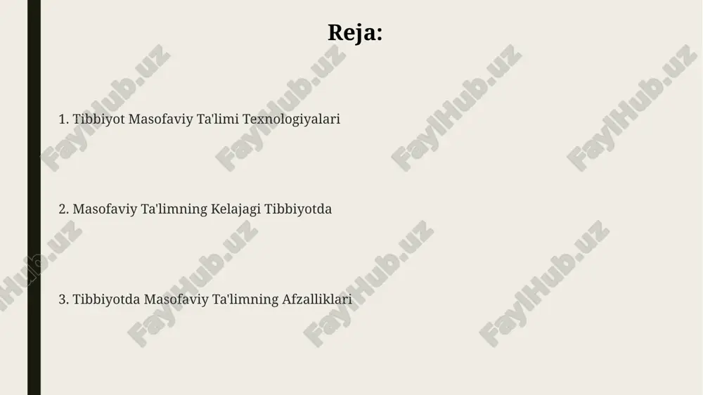 tformalari onlayn kurslarning o'rtacha davomiyligi 6-8 hafta bo'lib, ularning 95%i sertifikat yoki akkreditatsiya bilan ta'minlanadi. onlayn tibbiyot ta'limi platformalarining 70% dan ortig'i interaktiv o'quv materiallari, jumladan, 3d modellashtirish va virtual dissektsiya imkoniyatlarini taklif etadi. ba'zi platformalar 1000 dan ortiq tibbiyot mutaxassislarini birlashtiruvchi onlayn hamjamiyatlar va forumlarni taqdim etib, muloqot va tajriba almashish imkoniyatini beradi. axborot xavfsizligi va maxfiyligi tibbiy masofaviy taʼlimda bemor maʼlumotlarini himoya qilish uchun kamida 256 bitli aes shifrlash algoritmlaridan foydalanish tavsiya etiladi. bu kiberhujumlardan himoya qilish darajasini oshiradi. sogʻliqni saqlash maʼlumotlarini himoya qilish boʻyicha hipaa kabi qonun hujjatlari talablariga javob beradigan e-learning platformalarini tanlash muhimdir. bu maʼlumotlarning oshkor boʻlishining oldini oladi. masofaviy taʼlimda ishlatilayotgan onlayn platformalarning %90 dan ortigʻi maʼlumotlar bazasini muntazam ravishda zaxiralash va tiklash tizimlariga ega boʻlishi kerak, bu maʼlumotlar yoʻqolishi xavfini kamaytiradi. texnologiyaning rivojlanishi va uning ta'siri onlayn ta'lim platformalarining soni 2010 yildan buyon 10 baravar oshdi, bu esa masofadan turib tibbiyot ta'limining kengayishiga …