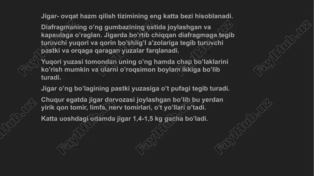 t etgan insonning mutlaqo sog’lom jigari. 2.si. tirik insonning jigari. ko’chirib o’tkazish bo’yicha operatsiya: vafot etgan donorning jigar transplantatsiyasi ortotopik operatsiya hisoblanadi. bu jarayonda ishlamayotgan organ olib tashlanadi va uning o’rniga donorning organi ko’chirib o’tkaziladi vafot etgan donorning butunlay sog’lom jigarini toppish qiyin bo’lganligi sababli jahonda tobora bemorning sog’lom va tirik qarindoshi organining bir qismini ishlatilmoqda. operatsiyaga tayyorgarlik: qorin bo’shlig’ining kt.si uqt, qbt, grga qon aniqlash serologik tekshiruvlar jigar uzisi virusga analiz, oits.ga analiz topshirish ekg mantu probasi gnikologga yuborish (urologga) stomatologga yuborish tirik donordan ko’chirib o’tkazish tirik dnorning jigari yaxshiroq yashovchan. ayniqsa bolalar peresadkasi boshqalarga nisbatan yaxshiroq amalga oshadi. bu yerda patsiyentlardagi yashovchanlik 92 %ni tashkil qiladi (agar jigar qarindoshdan olingan bo’lsa). murdadan olingan organ peresadkasida bu ko’rsatgich 85%ni tashkil qiladi, xattoki yangi o’simtali bemorlarda ham yashovchanlik ancha yuqori-80%. bu metodning kamchiliklari ham bor: donorda asorat qolishi ehtimoli mavjud operatsiya tehnikasi juda nozik doktor nafaqat qon tomir jarrohi tajribasini …
