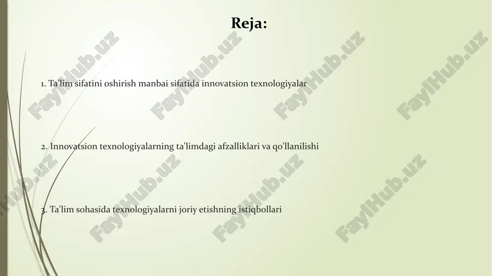 cha samaradorlikni oshiradi. vr/ar texnologiyalari darslarni 4d formatda (ko'rish, eshitish, his qilish, harakat) olib borish imkonini beradi, bu esa o'quvchilarning mavzuni tushunish darajasini 65% gacha oshiradi va amaliy ko'nikmalarni rivojlantiradi. e'tiboringiz uchun rahmat @taqdimot_robot