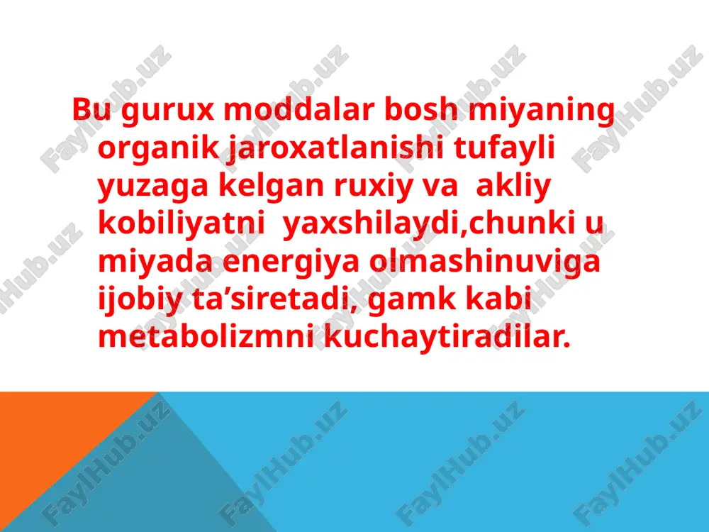 islik), ateroskleroz, insultlardan keyingi xolatlar, miyaning lat eyishi , jaroxatlari .alkogol tufayli yuzaga kelgan akl pastlik (telbalik), tugma akl pastlik, tutkanok xastaligi, gipertoniya. piraцetam (nootropil). ta’siri aminolga uxshash, lekin xarakatga ta’sir etmaydi, uyku chakirmaydi, ogriksizlantiruvchi vositalar ta’sirini kuchaytirmaydi. kiyoviy tuzilishi stiklik gamkga uxshaydi. zaxarsiz. gebdan yaxshi utadi.organizmdan uzgarmagan xolda ajiraladi. aminolonga uxshab kullaniladi.